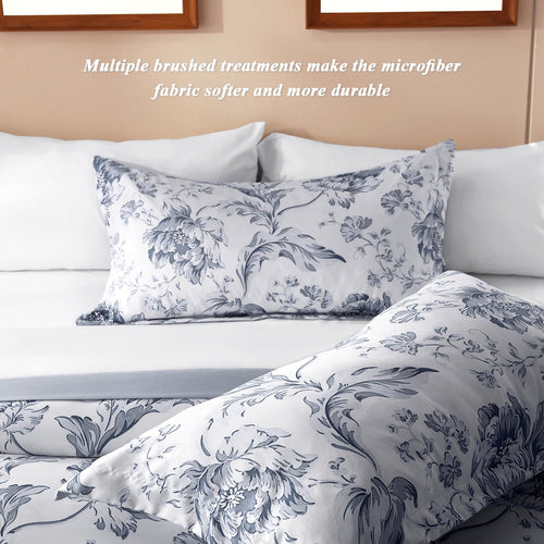 All-Season Queen Comforter Sets,7-Pieces Reversible Bedding Sets,Bed in a Bag with Comforter,Flat Sheet and Fitted Sheet,Pillowc... - Cloud-Like Soft Lightweight Bed Comforter Detail