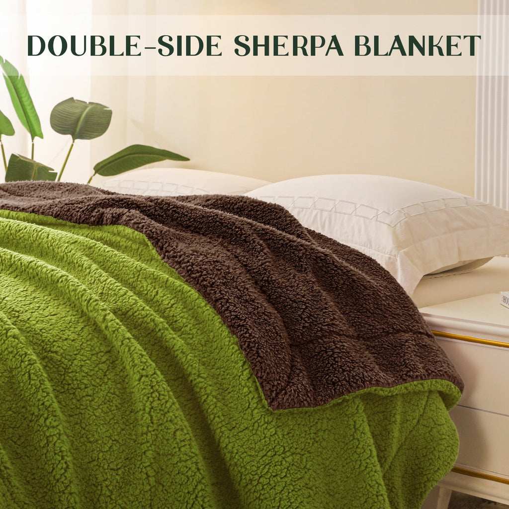 Reversible Sherpa Reversible Sherpa Fleece Throw Blanket for Couch, Soft Plush Blanket for Bed Sofa, Warm Fluffy Blankets for All Seaso... - Cozy Fleece Throw Blanket for Couch & Bed Detail