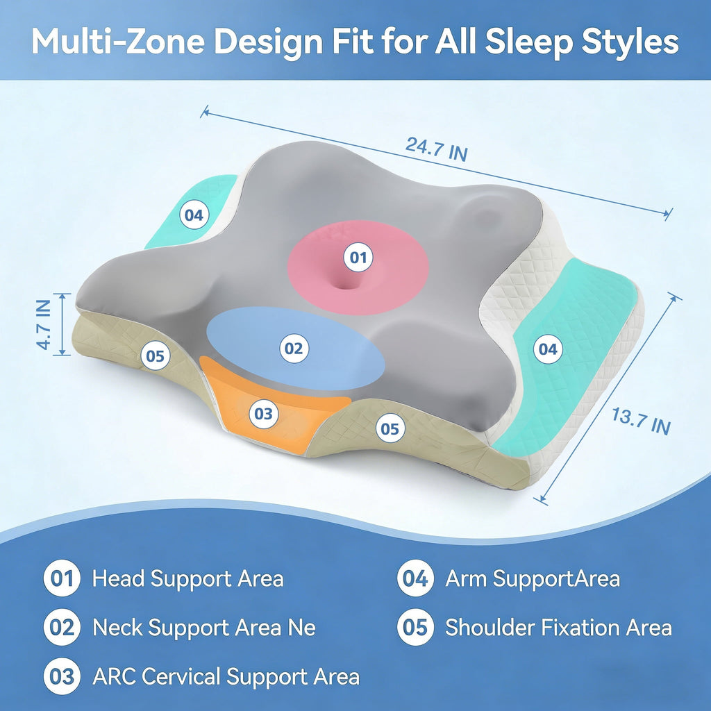 Decorative Plump Memory Foam Contour Pillows - Neck Pain Relief, Orthopedic Cervical, Breathable Washable Cover - Hotel Quality Plush Sleeping Pillows Detail