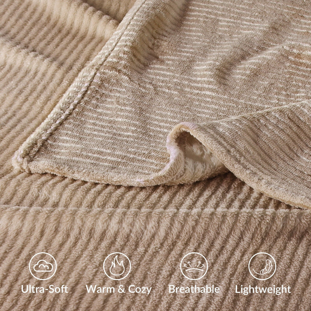 Decorative Knitted Soft Throw Blanket, 50"x60", Camel - Cozy Fleece Throw Blanket for Couch & Bed Detail