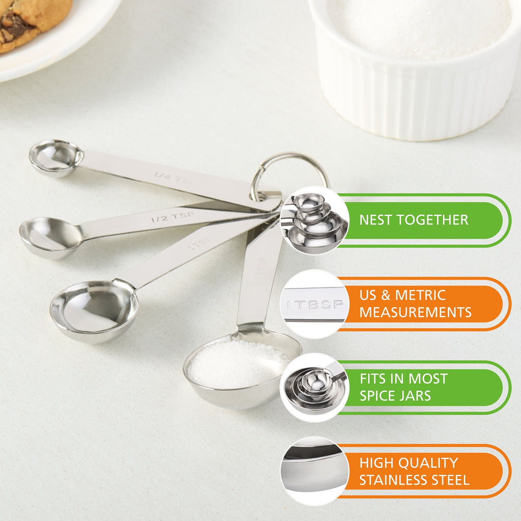 Innovative Kitchen Stainless Steel 4-Piece Nesting Measuring Spoons Set, Stainless Steel Finish - Kitchen Gadget Tool for Quick Food Prep Detail