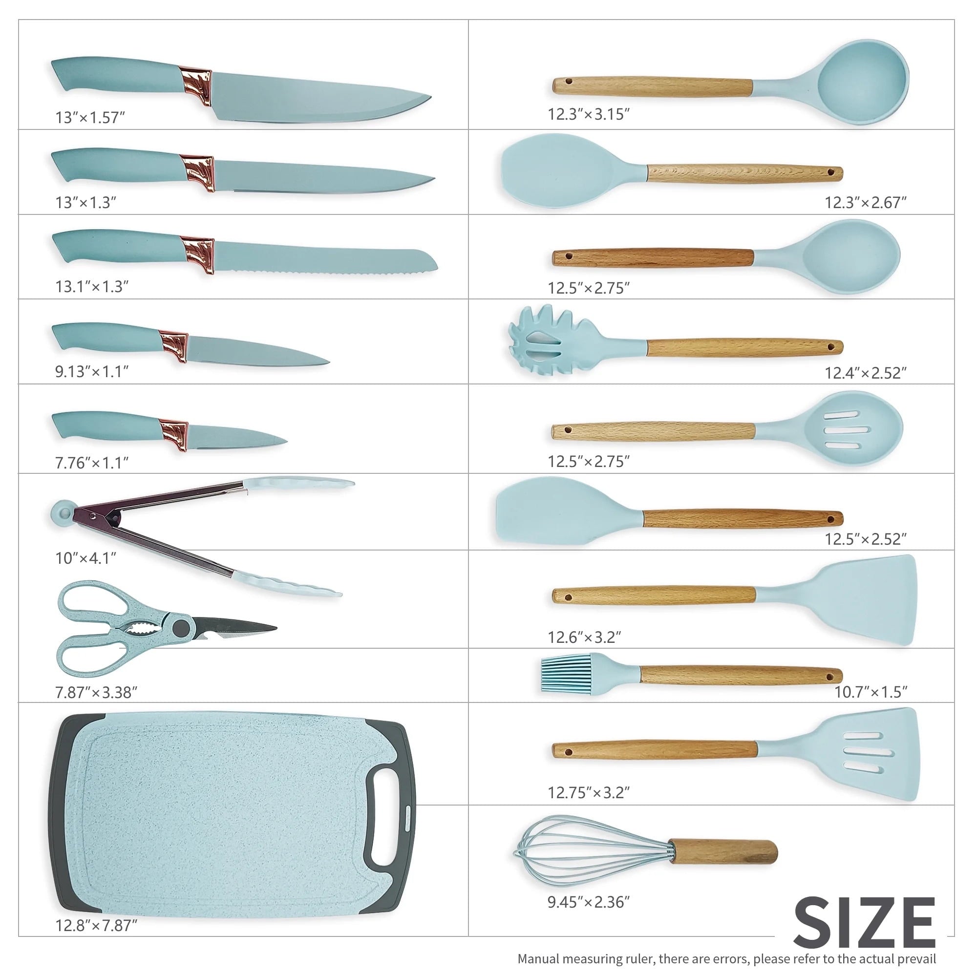 Durable Steel Silicone Kitchen Cooking Utensils Set, 19 Pieces Utensil with Holder, Heat Resistant, Green - Professional Kitchen Tool for Culinary Enthusiasts Detail
