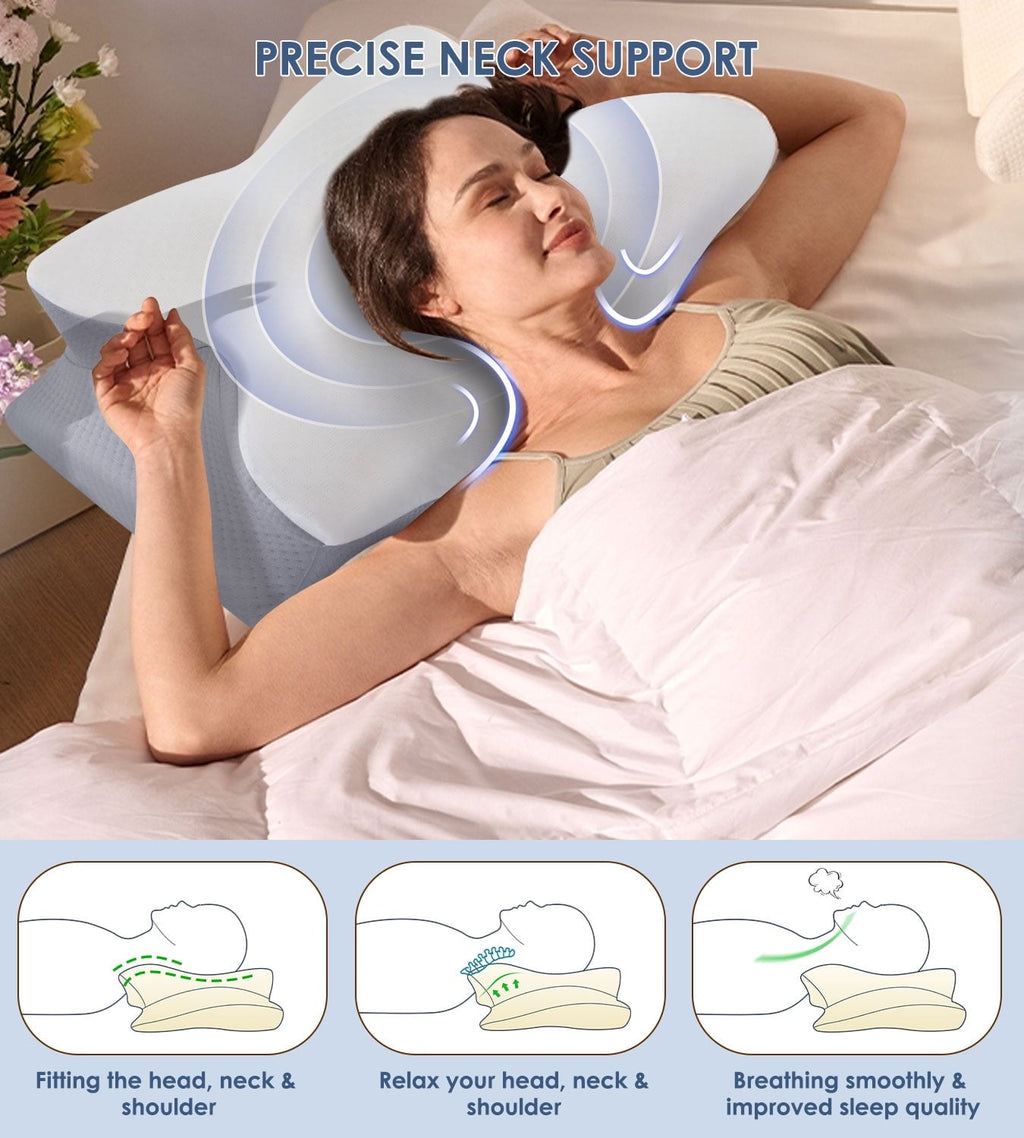 Fluffy Shredded Cervical Pillow for Neck Pain Relief, Contour Memory Foam Pillows, Odorless Ergonomic Neck Pillow Adjustable Orthoped... - Ergonomic Memory Foam Pillow for Neck Pain Support Detail