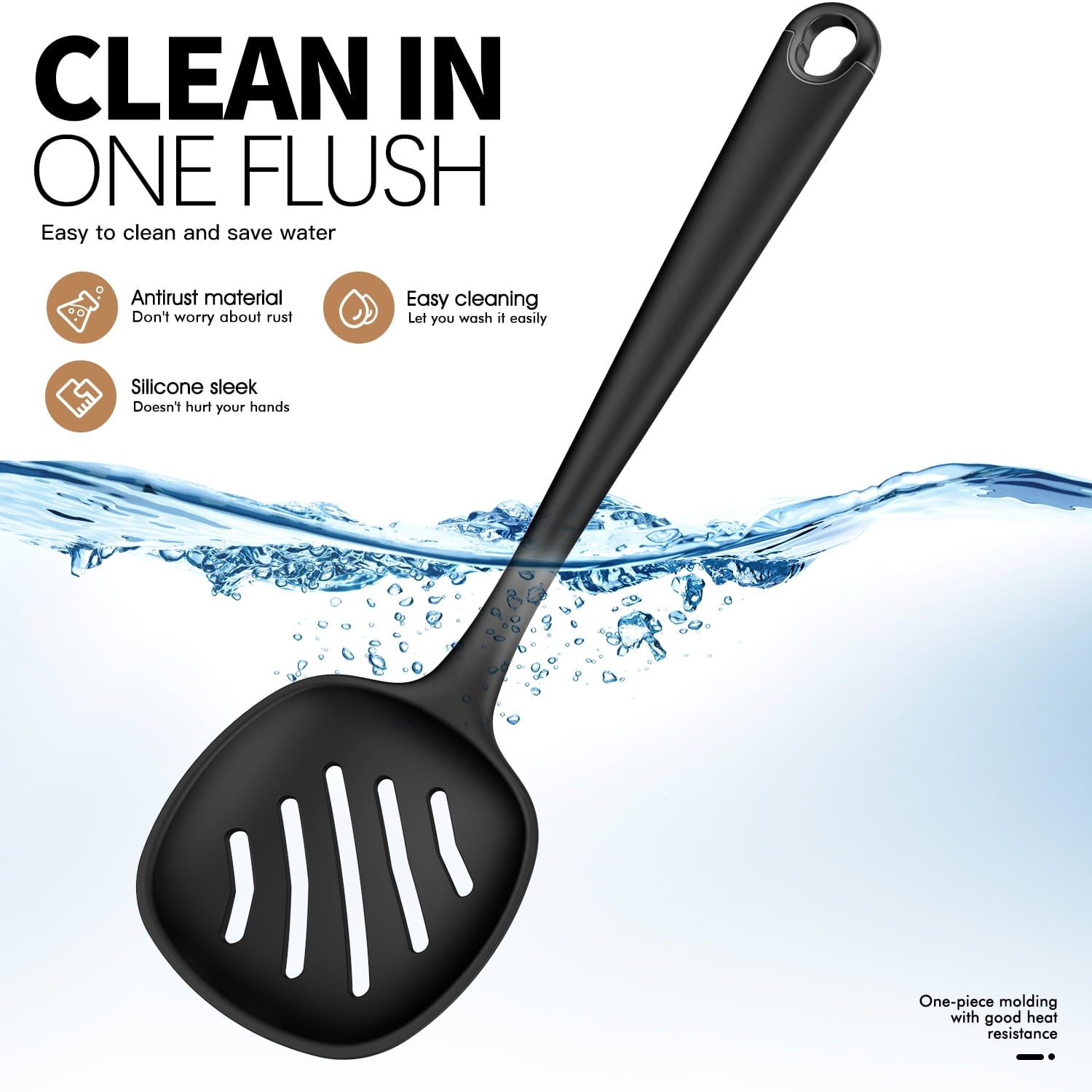 Seamless One-Piece Silicone Kitchen Utensils Set, 600°F Heat Resistant Silicone Cooking Utensils, Spatula, Spoon, Whisk, Tongs, Kitchen ... - Durable Turner & Ladle Utensil Set for Home Chefs Detail
