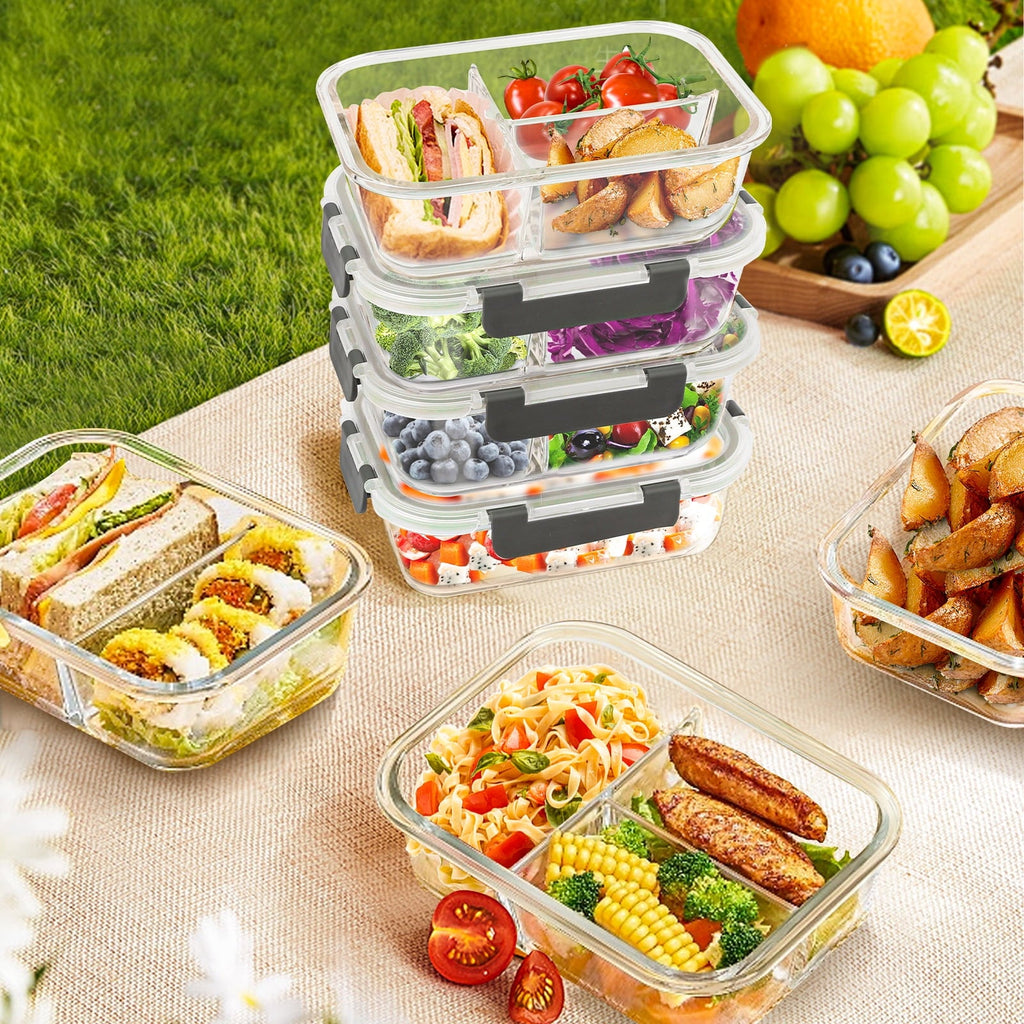 Deliciously Squishy 8 Pcs Glass Food Storage Containers with Lids, 2 & 3 Compartment Glass Airtight Meal Prep Containers (4 Containers & ... - Fun Food Fidget Cookie Squishable Toy Detail