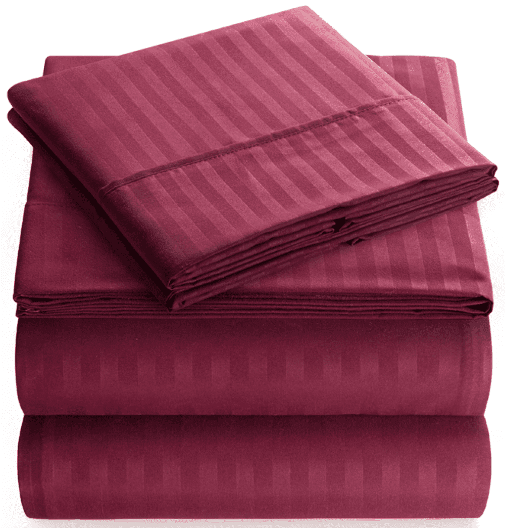 Premium Egyptian Cotton Bedding Set with Flat Sheet, Fitted Bed Sheet & Pillowcases, Full Burgundy - Breathable Egyptian Cotton Flat & Fitted Sheets - Default Title