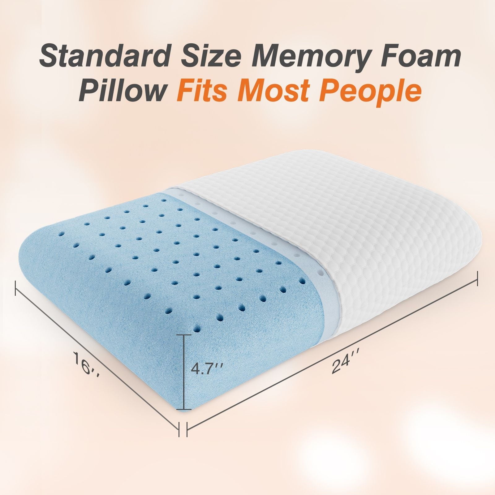 Hotel Collection Memory Foam Pillow, Standard Size Pillows for Sleeping, Bed Pillow Soft and Comfortable, 1 Pack - Decorative Throw Pillow Cushion for Sofa & Bed Detail