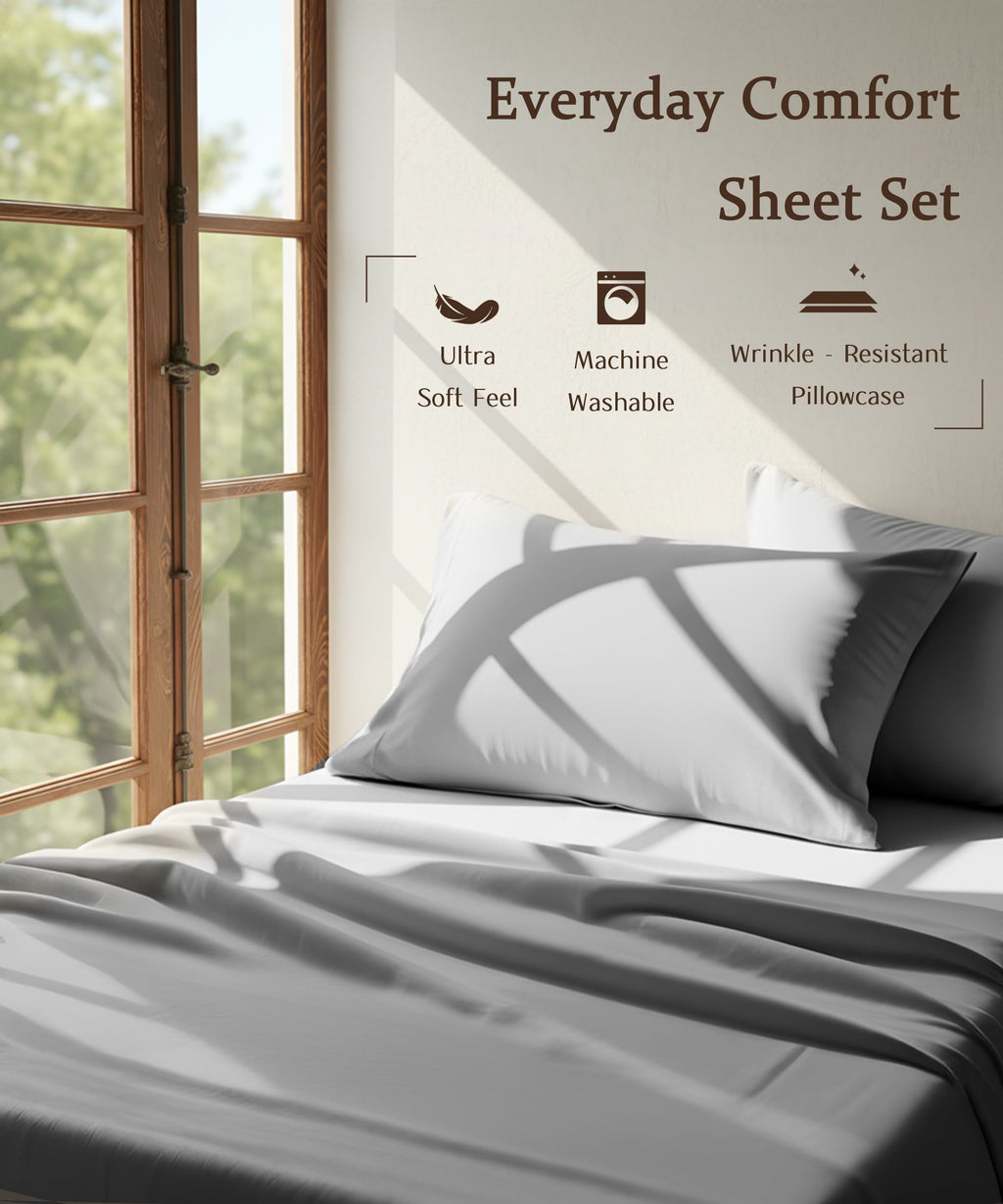 Cooling Sateen Full Size 4 Piece Sheet Set, Comfy Breathable Cooling Bed Sheets Set, Hotel Luxury Bedding, Deep Pockets, Ultra-Soft,... - Premium Ultra-Soft Pillowcase Pair for Sleeping Detail