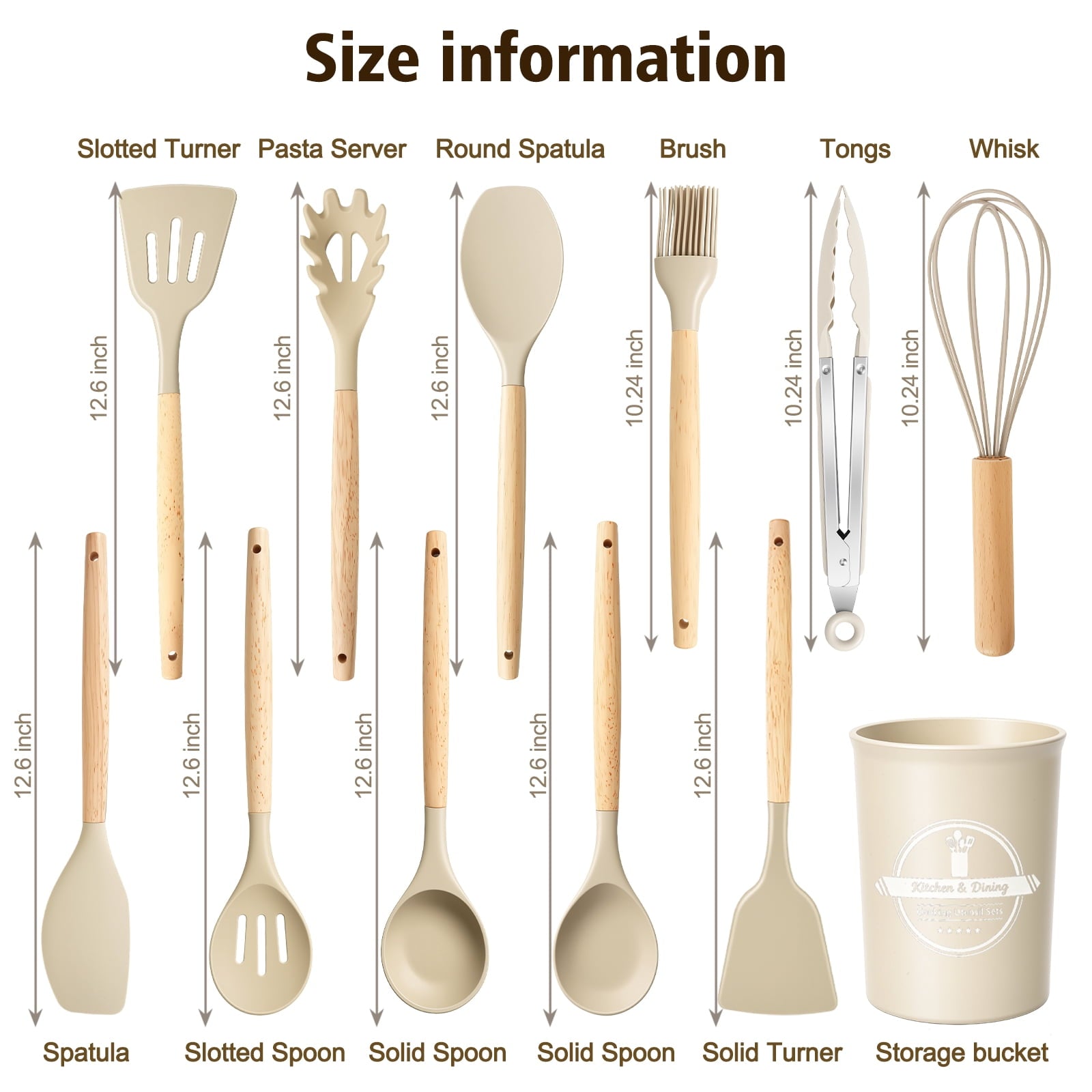 Seamless One-Piece Silicone Cooking Utensils Set, Heat Resistant Kitchen Tools, 36 PCS Non-Stick Silicone Cooking Kitchen Utensils, Khaki - Premium Stainless Steel Cooking Utensil for Non-Stick Pots Detail