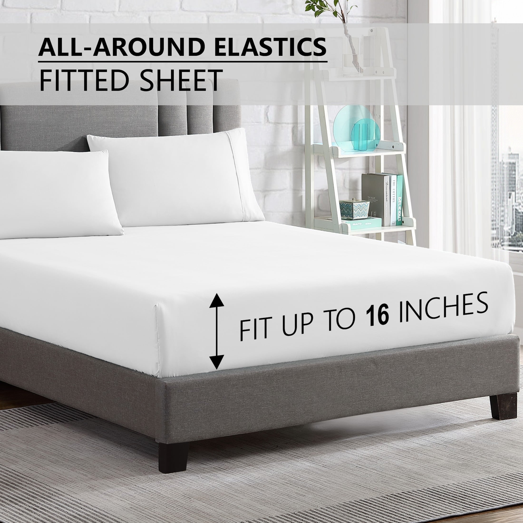 Ultra-Soft Queen Size 6 Piece Bed Sheet Set White - Ultra Soft Microfiber Deep Pocket Wrinkle Free - Premium Ultra-Soft Pillowcase Pair for Sleeping Detail
