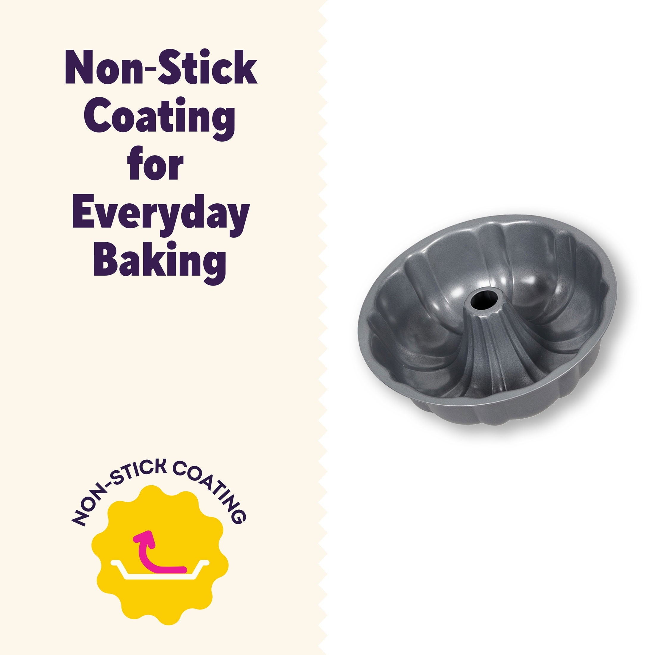 Multi-Functional Everyday Non-Stick Bundt Cake Pan 6" Fluted Tube Baking Pan, Packaging May Vary - Kitchen Gadget Tool for Quick Food Prep Detail