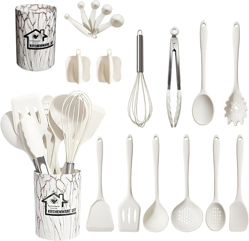 Heavy Duty Silicone Cooking Utensils Set - 446°F Heat Resistant Kitchen Utensils,Turner Tongs,Spatula,Spoon,Brush,Whisk,Kitchen ... - Professional Kitchen Tool for Culinary Enthusiasts - Default Title