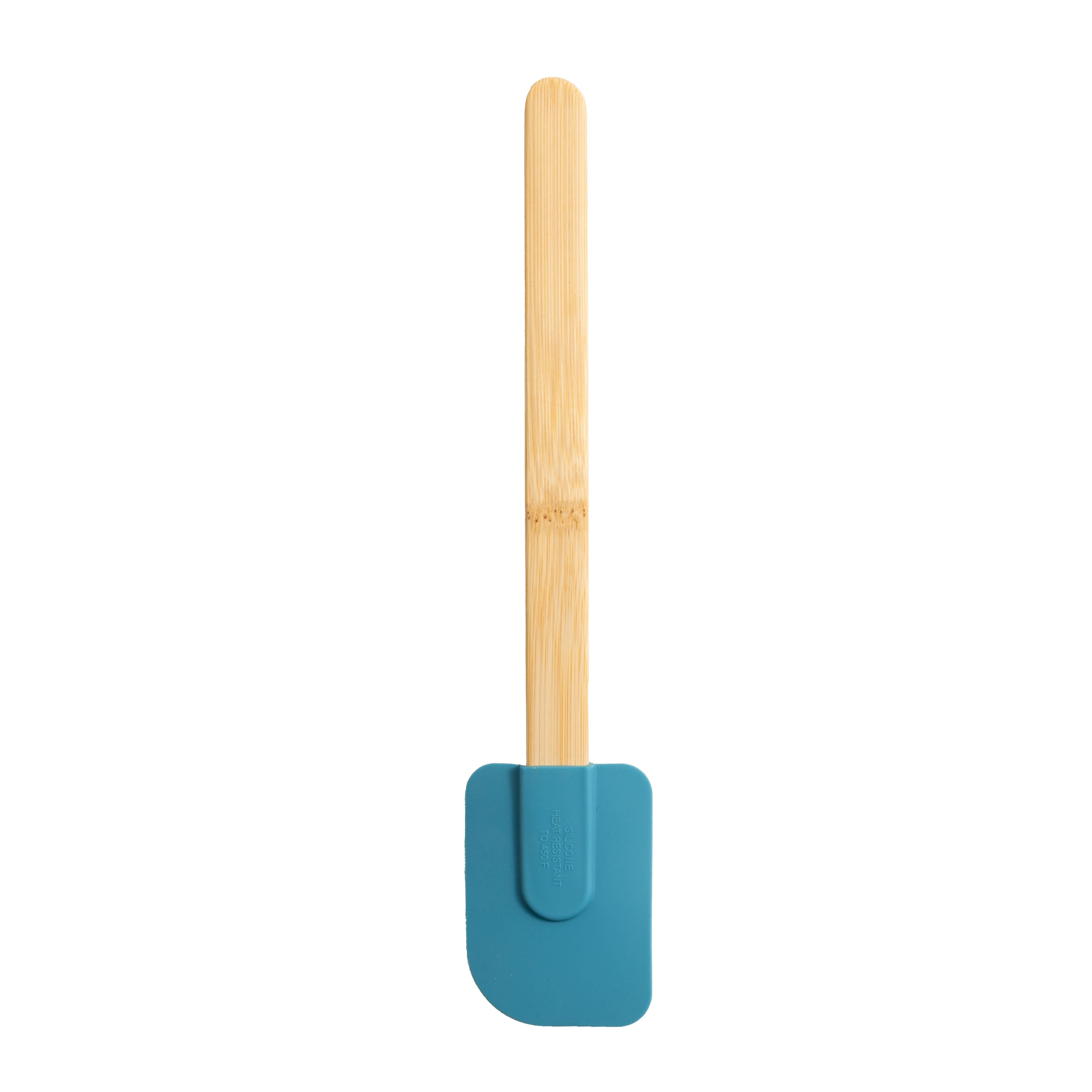 Non-Stick Safe Silicone Spatulas Set 4 with Bamboo Handles, Blue - Durable Turner & Ladle Utensil Set for Home Chefs Detail