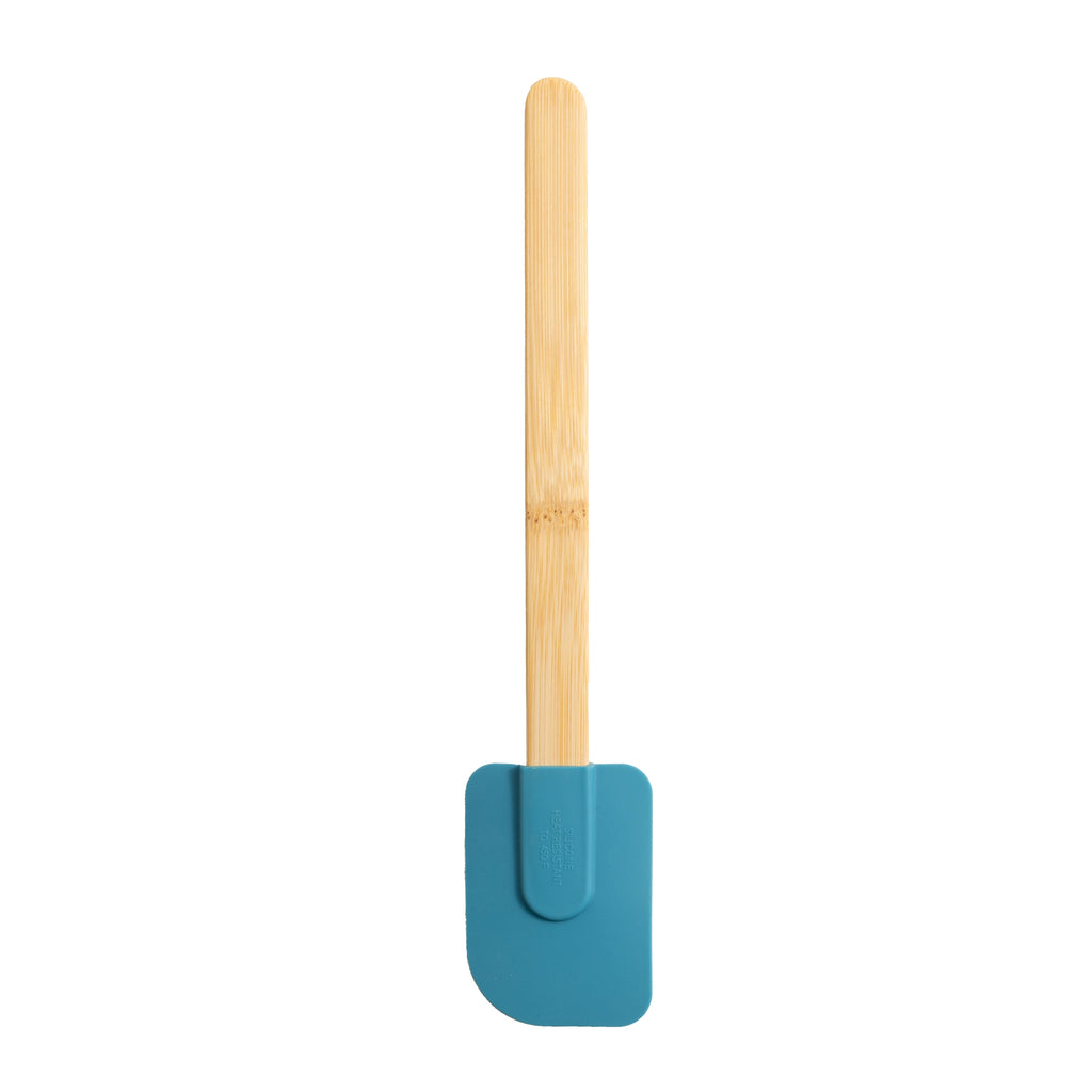 Durable Steel Silicone Spatulas Set 4 with Bamboo Handles, Blue - Multi-Purpose Hand Tool for Daily Meal Prep Detail