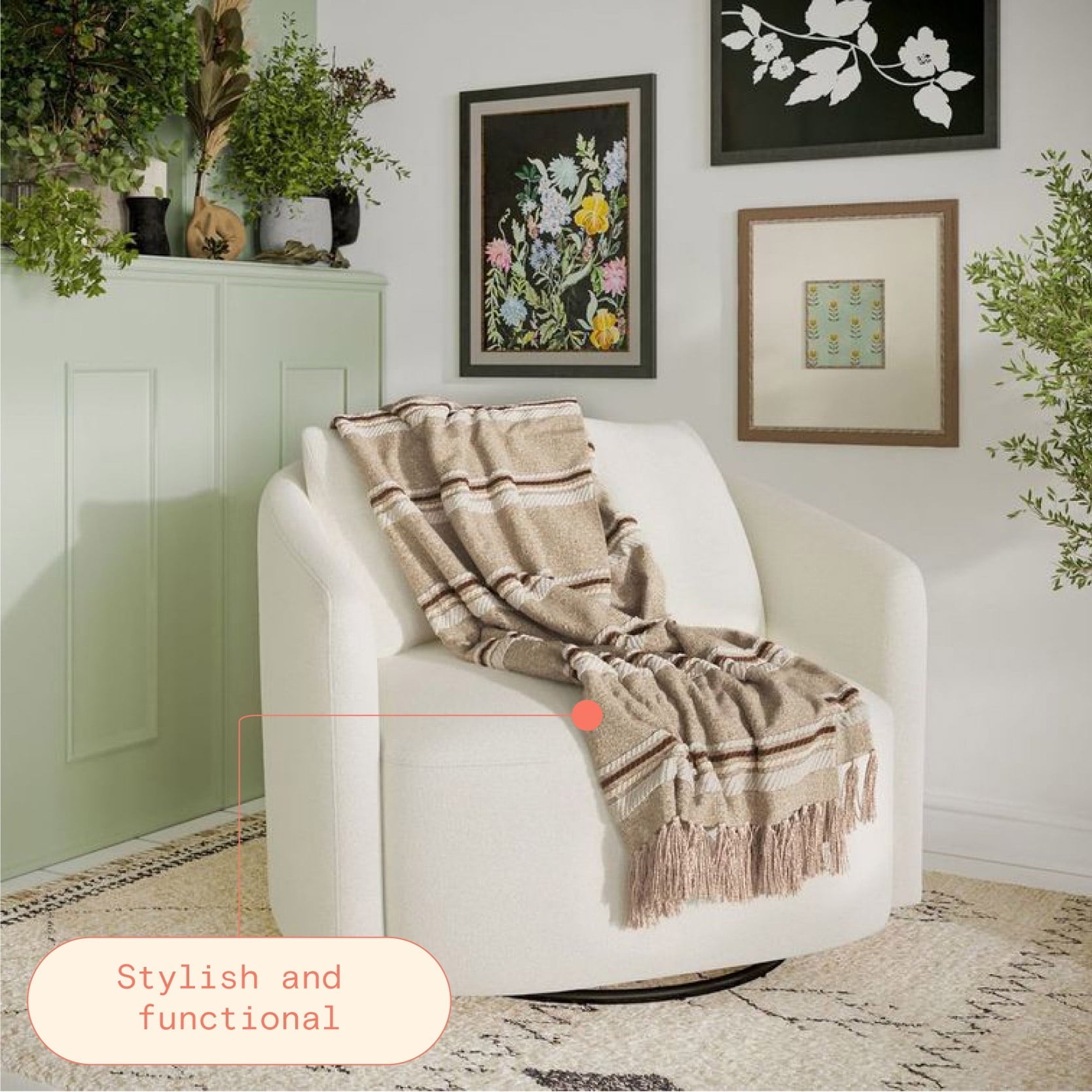 Cozy Fleece 60" x 50" Cozy Striped Porcini Chenille Throw - Luxury Knitted Decorative Throw Blanket with Fringes Detail