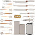 Premium Silicone Kitchen Utensils Set for Cooking, 11 Cooking Utensils, 6 Knife set Beige,3 Utensil Sets,utensilios de cocina - Heat-Resistant Silicone Cooking Spatula Turner - Default Title