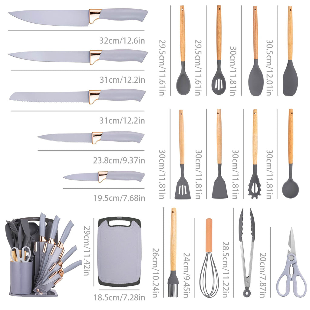Premium Silicone 19-Piece Silicone Kitchen Utensil & Knife Set - Heat-Resistant Cooking Tools Non-Stick Safe Gift for Mom or Wo... - Heat-Resistant Silicone Cooking Spatula Turner Detail
