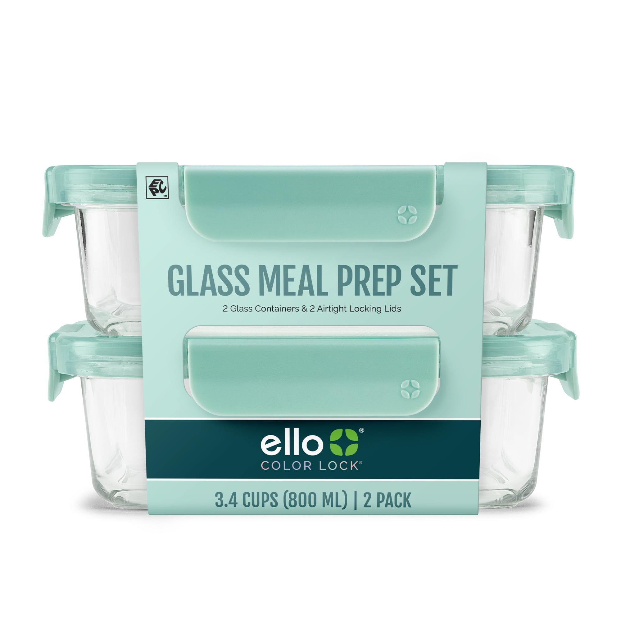 Whimsical Doughnut 3.4 Cup 2 Pack Glass Meal Prep Containers with Locking Lids - Playful Star & Heart Shaped Geometric NeeDoh Detail