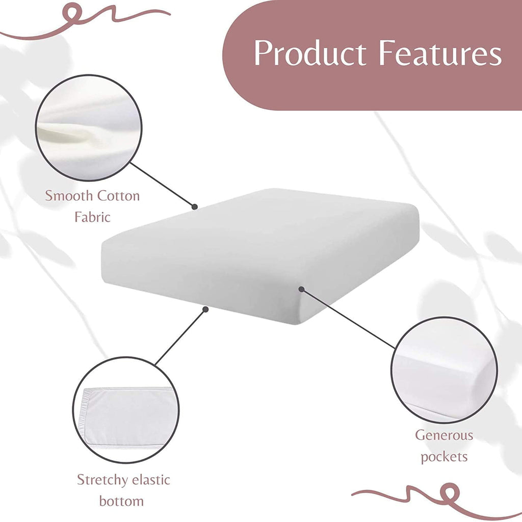 Wrinkle-Resistant Luxurious Hotel Quality Crib Fitted Sheet – 100% Cotton – Ultra Soft, Skin-Friendly & Hypoallergenic – Deep Pocket Fi... - Luxury Bed Sheet Set with Deep Pockets Detail