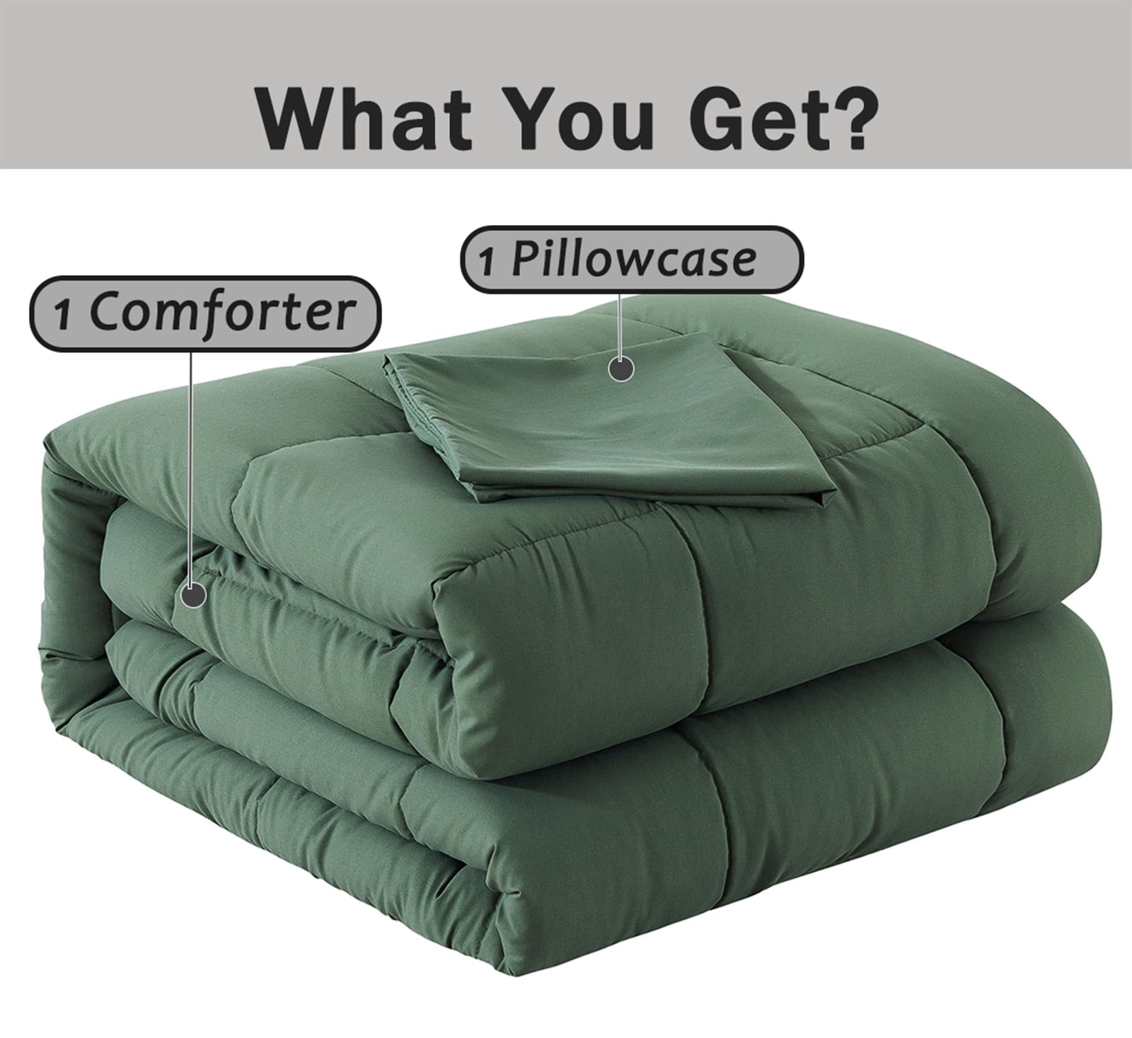Hypoallergenic Cloud 3-Piece Twin Size Comforter Set, Green Down Alternative Reversible Bedding Set, All-Season Quilted Soft Comforter wit... - Luxurious Quilted Duvet Cover Set Detail