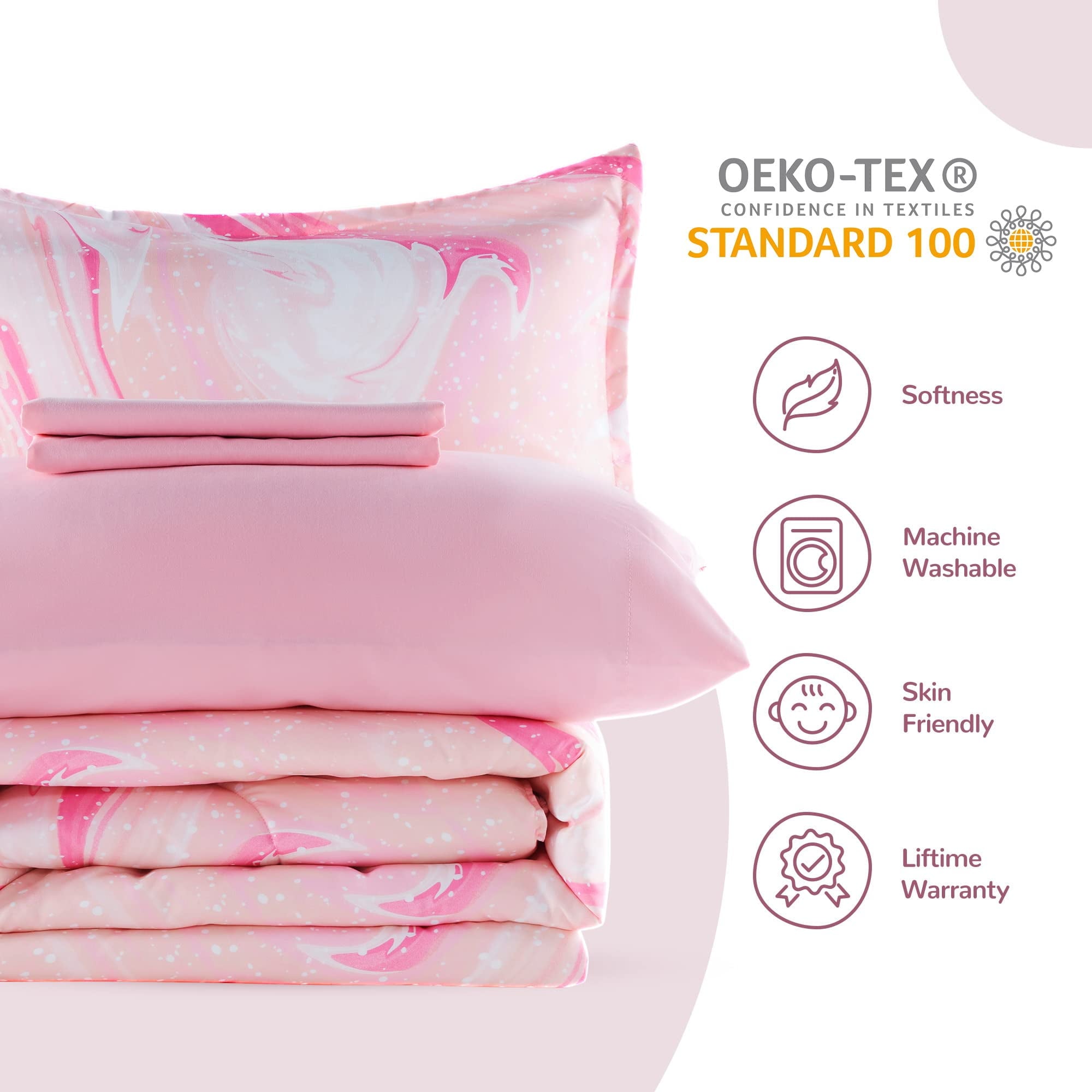 Fluffy Down Alternative Kids Twin Bedding Comforter Set - 5 Pieces Super Cute & Soft Bedding Sets & Collections with Comforter, Sheet, Pillow... - Cloud-Like Soft Lightweight Bed Comforter Detail