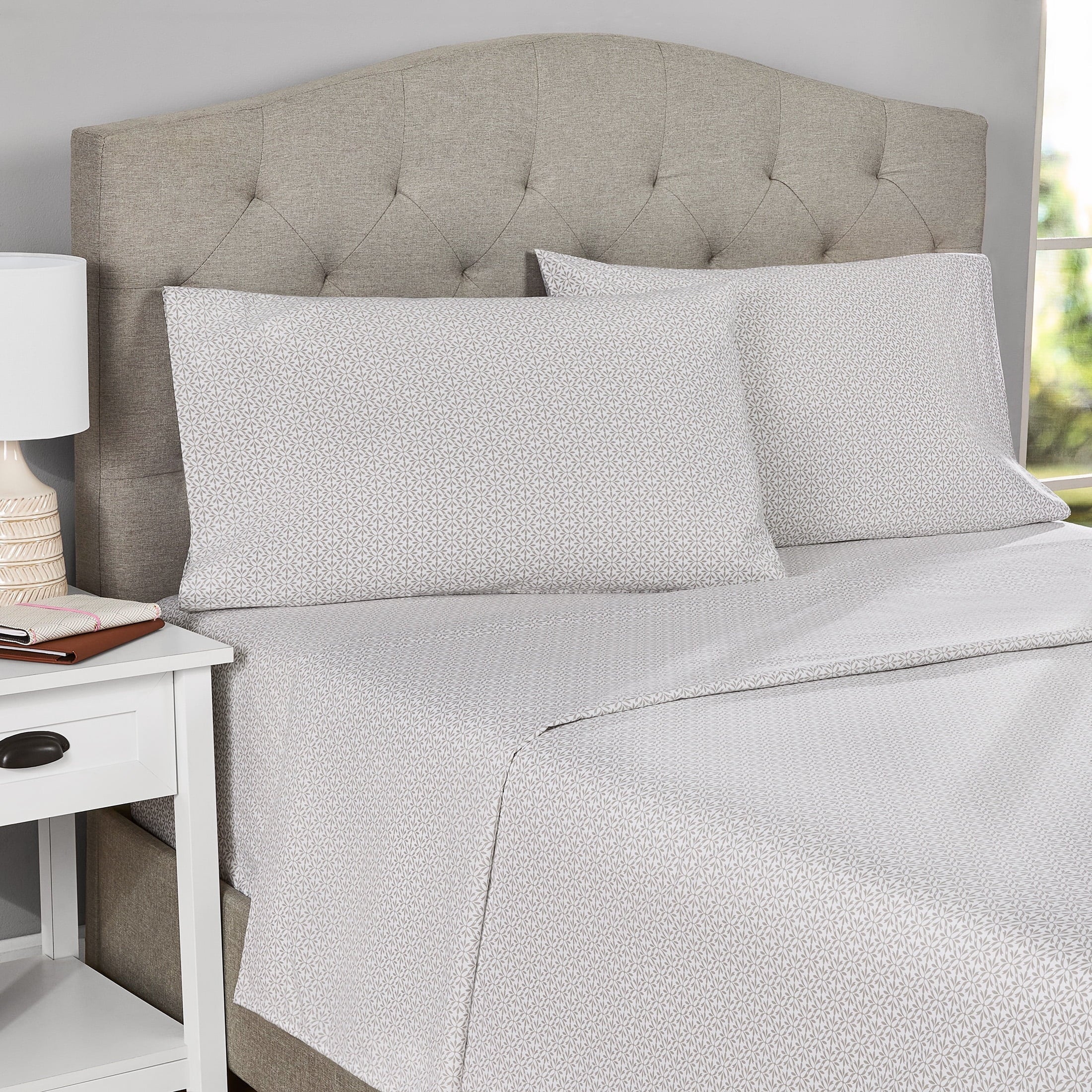Premium Egyptian Cotton 3-Piece 300 Thread Count Grey Flake Cotton Blend Bed Sheet Set, Twin XL - Cooling Hotel Quality Bedding Sheets and Pillowcases Detail