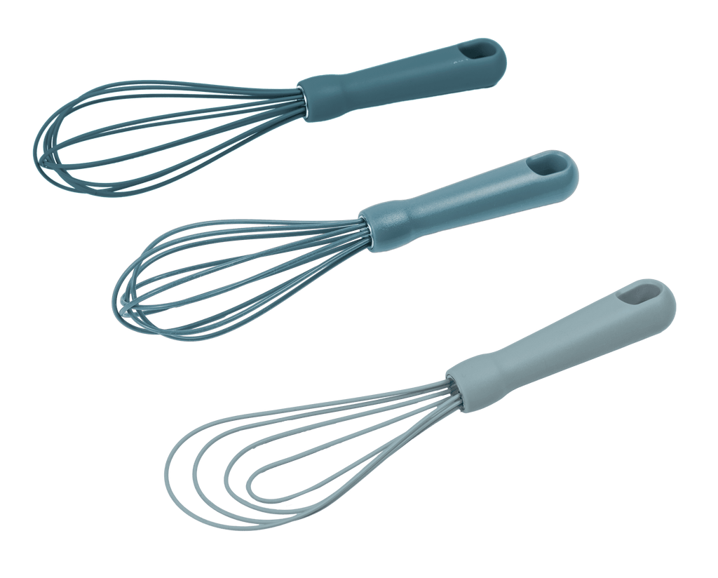 Premium Kitchen 3-Piece Silicone Whisk Set, 10.5"/10.4"/9.6" L, Blue Color - Kitchen Gadget Tool for Quick Food Prep Detail