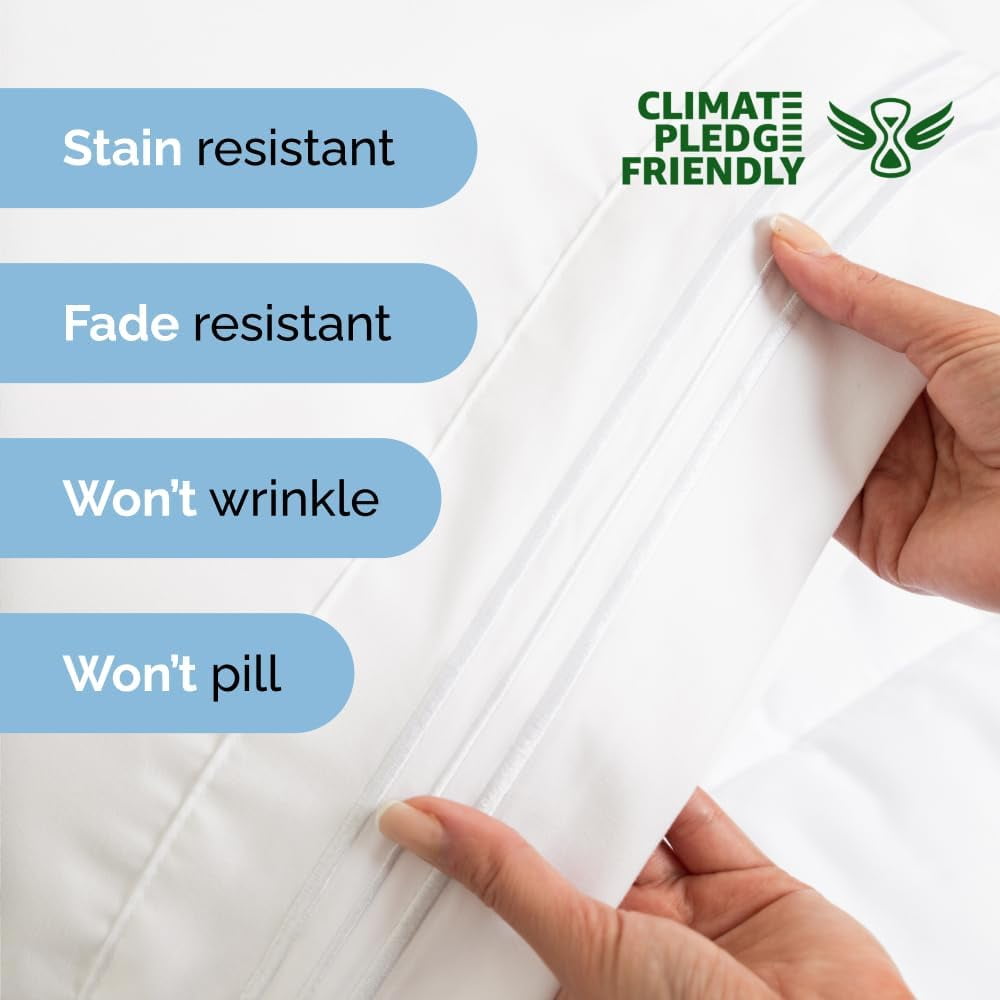 Breathable Luxury 4-Piece Ultra Soft & Comfy Hotel Luxury Sheet Set - Full Size Cooling Bed Sheet Fits 8"-16" Mattresses, White - Luxury Bed Sheet Set with Deep Pockets Detail