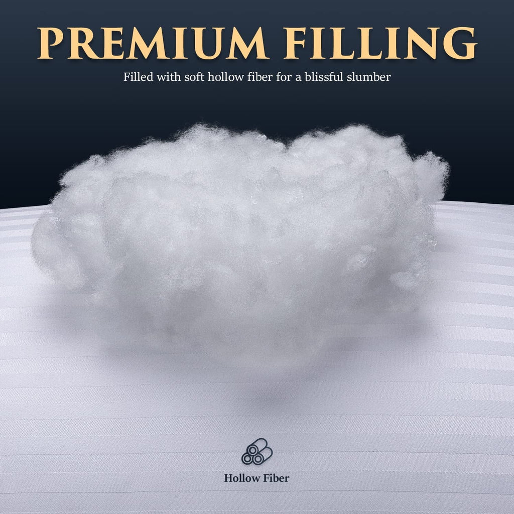 Fluffy Shredded Bed Pillows 2-Pack Queen Size Luxury Hotel Pillow for Side and Back Sleeper Pillows for Bed with Cooling Cover - Ergonomic Memory Foam Pillow for Neck Pain Support Detail