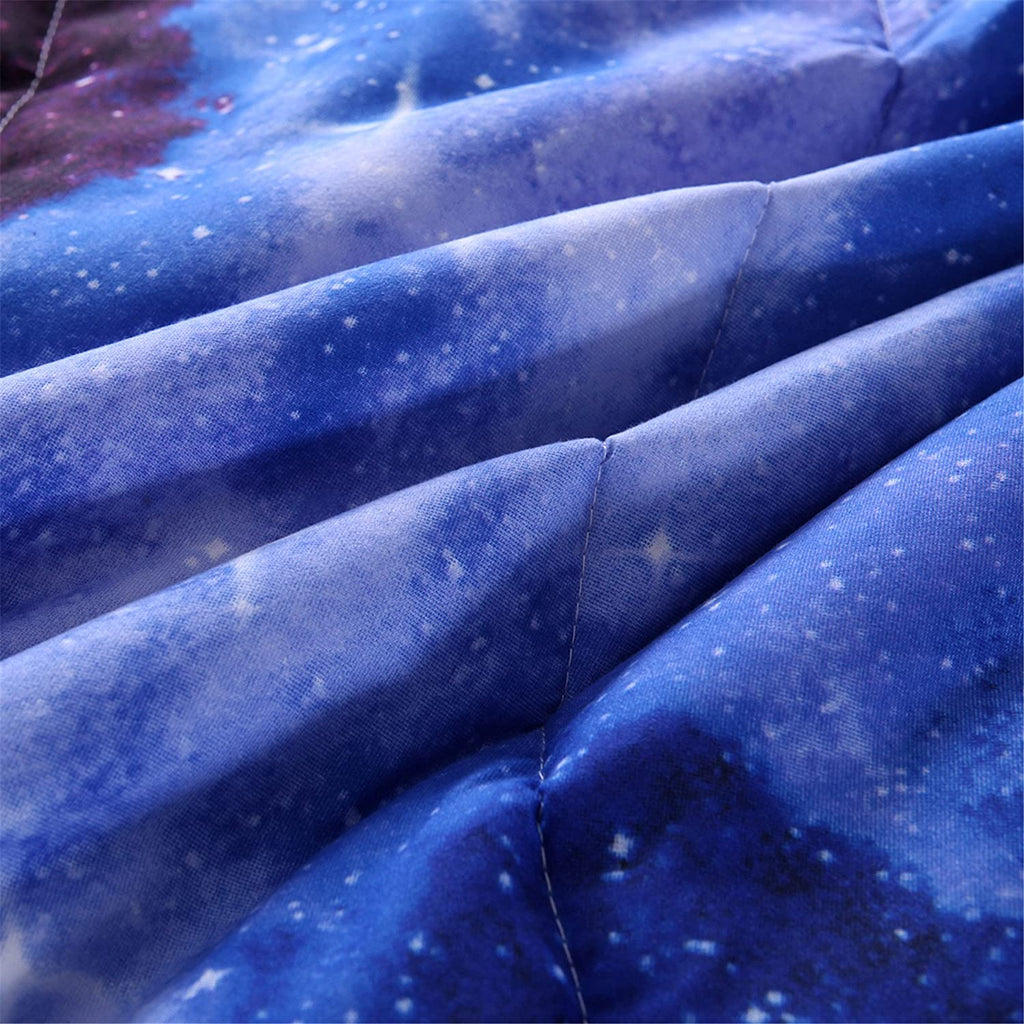 Heavyweight Warmth Galaxy Bedding Sets Outer Space Comforter 3D Printed Space Quilt Set Full Size for Kids Blue - Hypoallergenic Ultra-Fluffy Quilt for Winter Detail