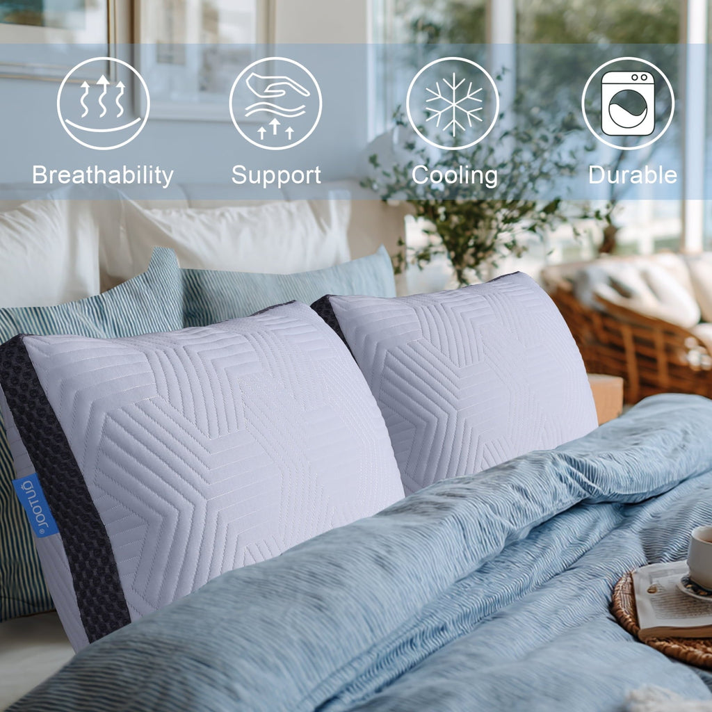 Decorative Plump Soft Bed Pillow, Shredded Memory Foam Pillow, Comfortable Sleeping Pillow, Standard Size, Affordable Everyday Use - Hotel Quality Plush Sleeping Pillows Detail