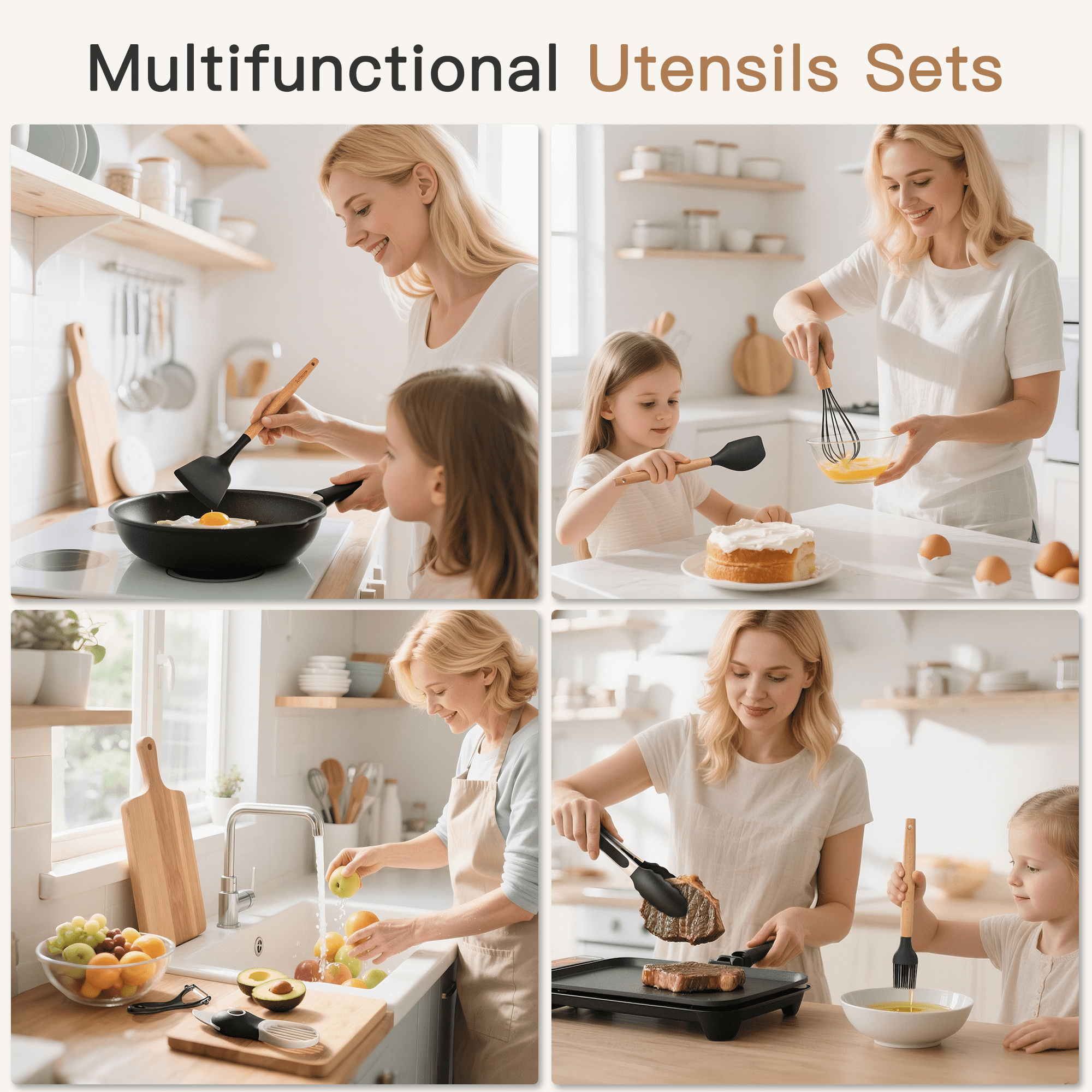 Ergonomic Manual Silicone Cooking Utensils Set, 38 PCS Kitchen Utensils Set for 446°F Heat Resistant, Food Grade Utensil Sets with Woo... - Premium Stainless Steel Garlic Presser & Peeler Detail