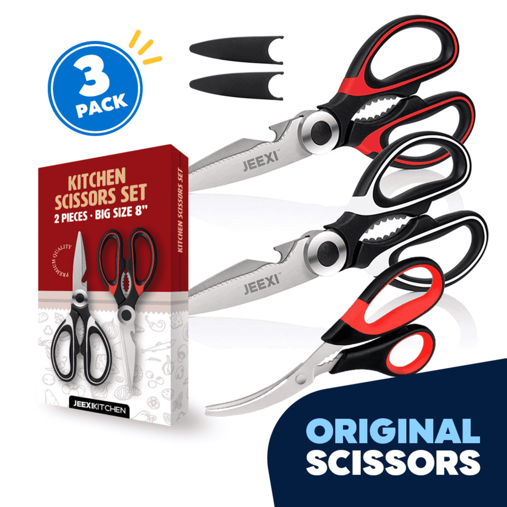 Innovative 3 Pack Kitchen Scissors, Ultra-Sharp Premium Stainless Steel Heavy Duty Kitchen Shears & Multi Purpose Poultry Shears... - Multi-Functional Manual Food Chopper & Slicer - Default Title
