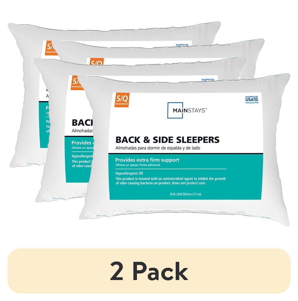 Ergonomic Memory Foam (2 pack) Back & Side Sleeper Bed Pillow, Standard/Queen - Extra Firm Support (4 Pack) - Orthopedic Shredded Foam Bed Pillow Set - Default Title