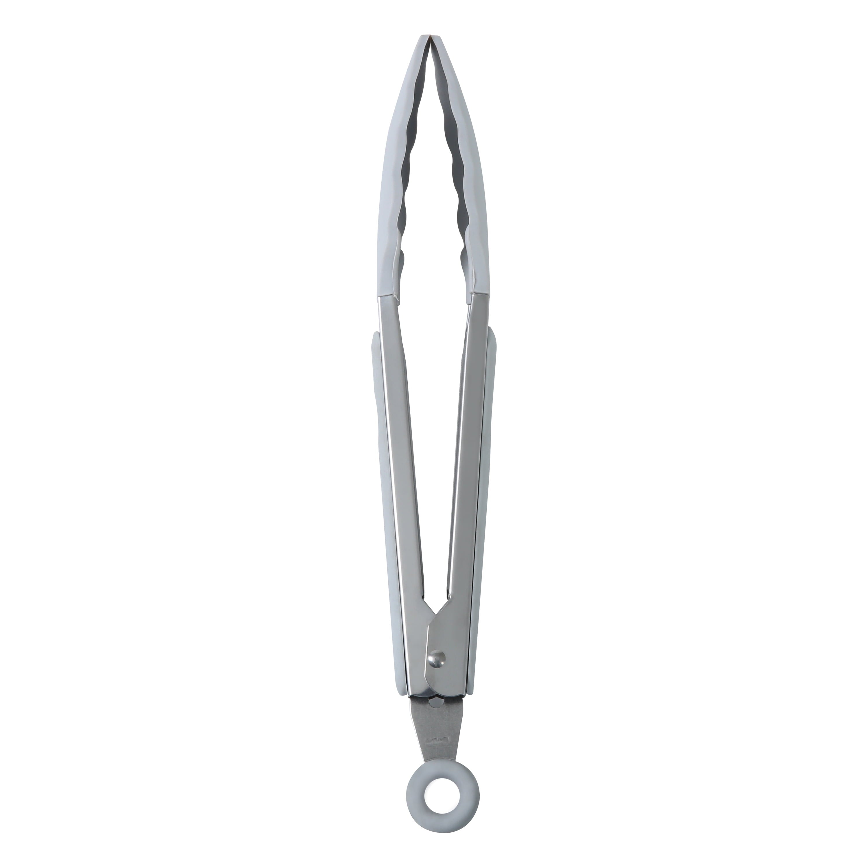 Chef-Quality 9" Stainless Steel and Silicone Locking Tongs, Soft Grip Handle, Grey Flannel - Heavy Duty Stainless Steel Kitchen Shears Detail