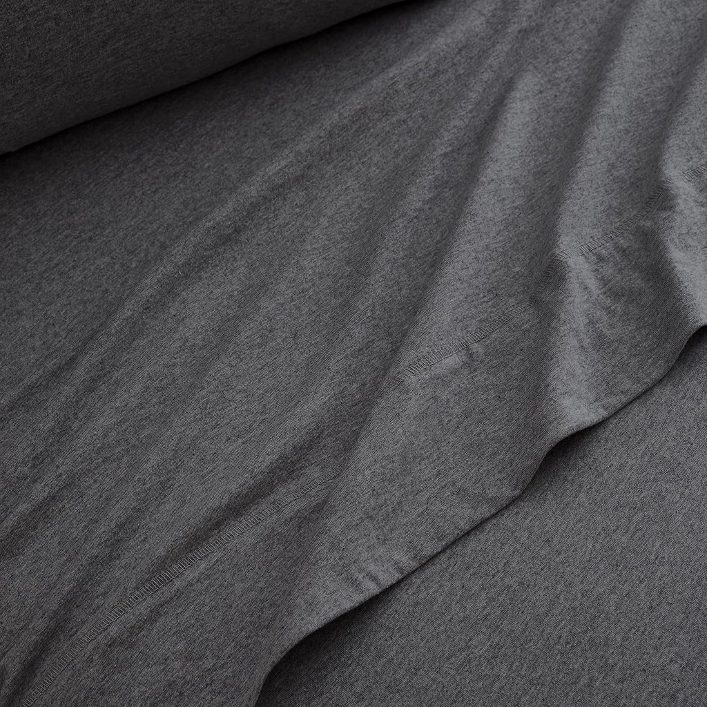 Ultra-Soft Jersey Sheet Set - 4 Pieces Queen Cotton Sheets Set - Stretchable Ultrasoft Luxury Knit Bed Linen (Dark Gray, Queen) - Breathable Egyptian Cotton Flat & Fitted Sheets Detail