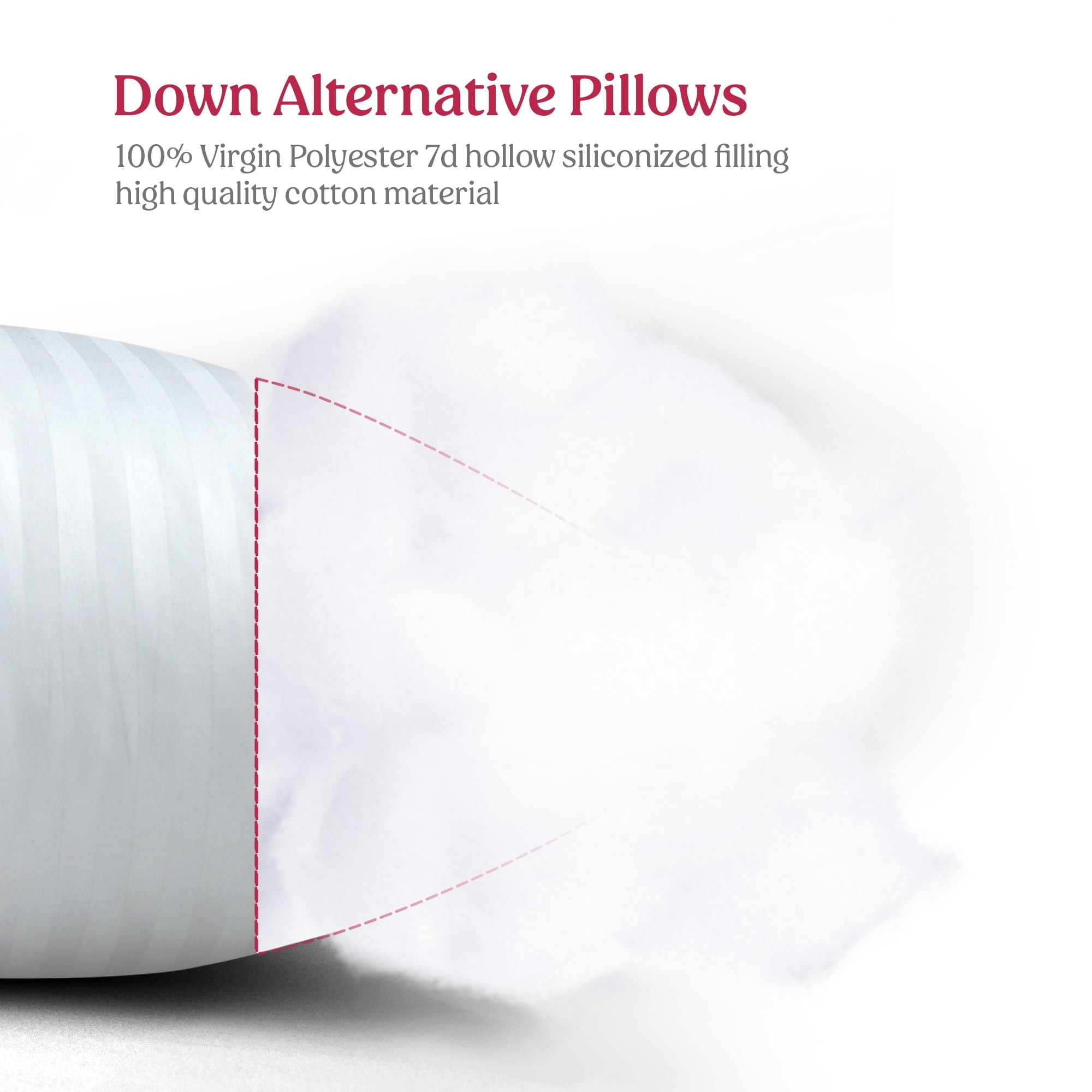 Decorative Plump King Bed Pillows Set of 2- Comfortable Breathable Bed Pillows for Sleeping (White, 20x36) - Hotel Quality Plush Sleeping Pillows Detail