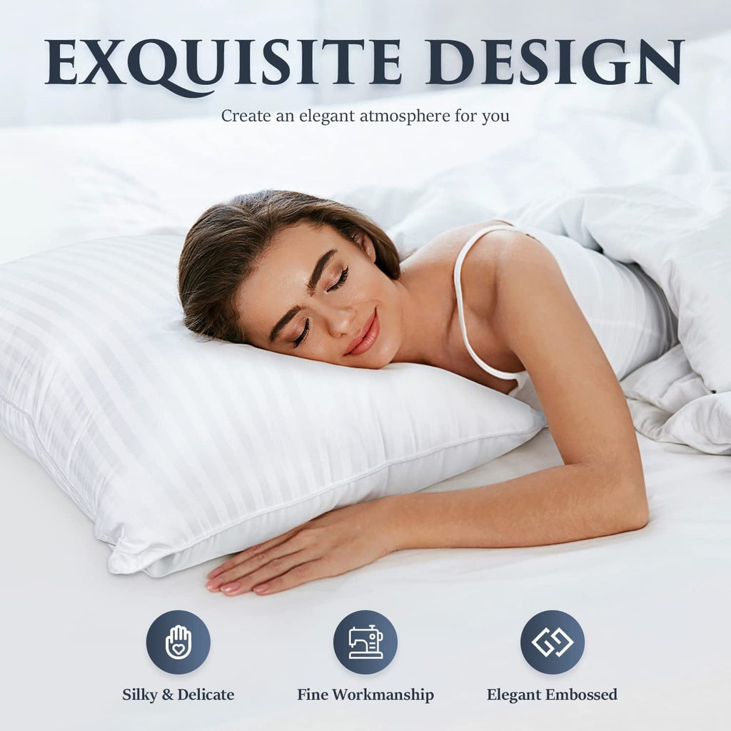 Fluffy Shredded Bed Pillows 2-Pack Queen Size Luxury Hotel Pillow for Side and Back Sleeper Pillows for Bed with Cooling Cover - Ergonomic Memory Foam Pillow for Neck Pain Support Detail