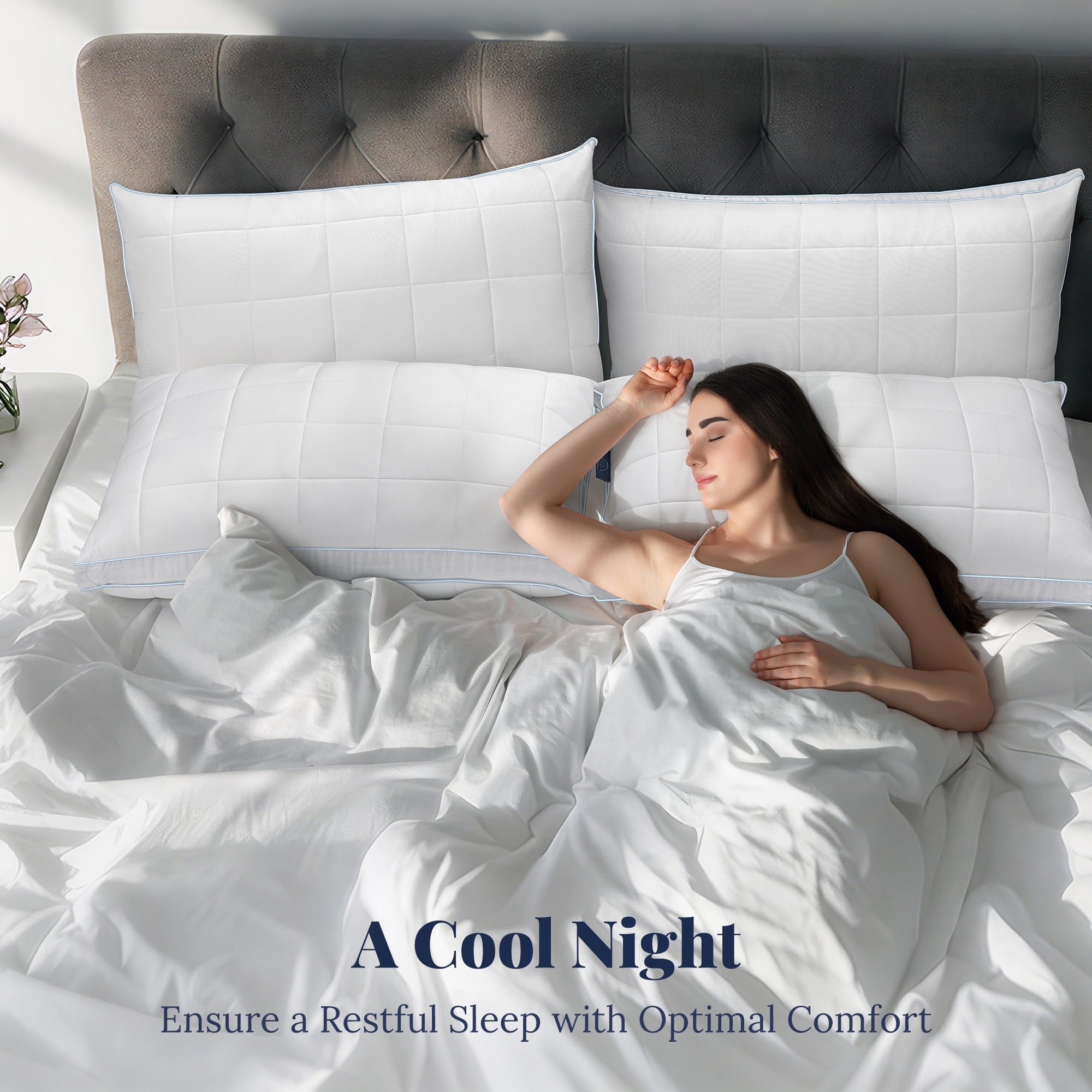 Hotel Collection Cooling Adjustable Pillow, Luxury Queen Size Bed Pillows Hotel Collection - Soft Firm Pillows for bed - Hotel Quality Plush Sleeping Pillows Detail