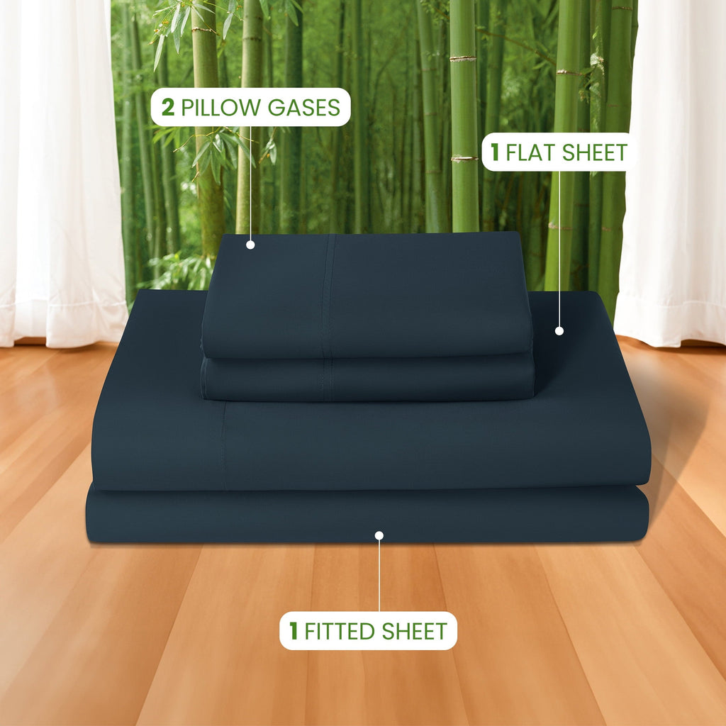 Premium Egyptian Cotton 100% Organic Luxurious Bamboo Sheets, Queen Sheet Set 4-Piece with 16" Deep Pocket, Silky Smooth Luxury Bed Sheets, N... - Luxury Bed Sheet Set with Deep Pockets Detail