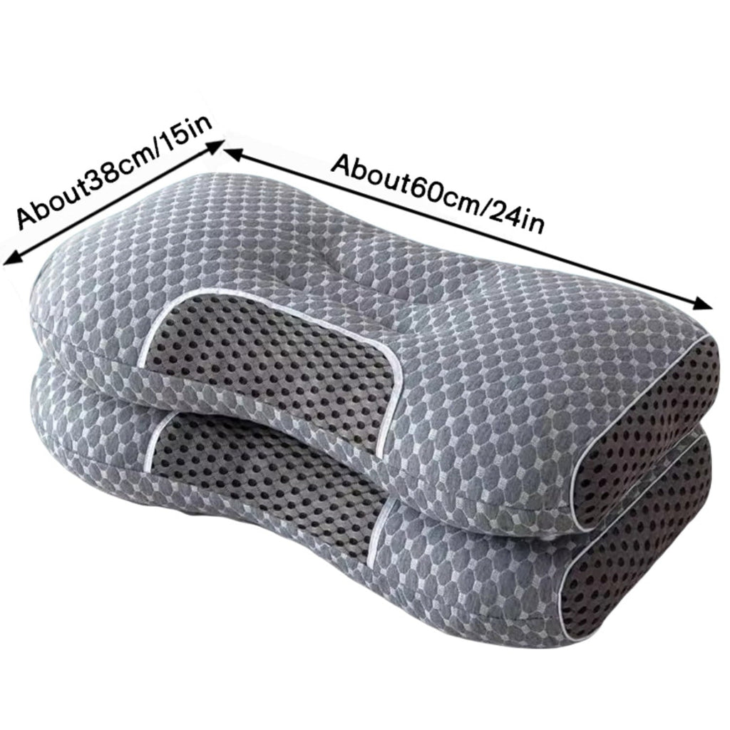 Fluffy Shredded 2-Piece Set - 24"x15" Gray Bed for Back, Side, Stomach Sleepers - Ergonomic Memory Foam Pillow for Neck Pain Support Detail