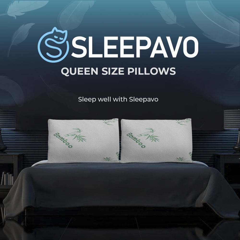 Fluffy Shredded Memory Foam Pillows Queen Size Set of 2 - Cooling Bed Pillows for Sleeping - Back, Stomach, Side Sleeper Soft, Comfy ... - Decorative Throw Pillow Cushion for Sofa & Bed Detail