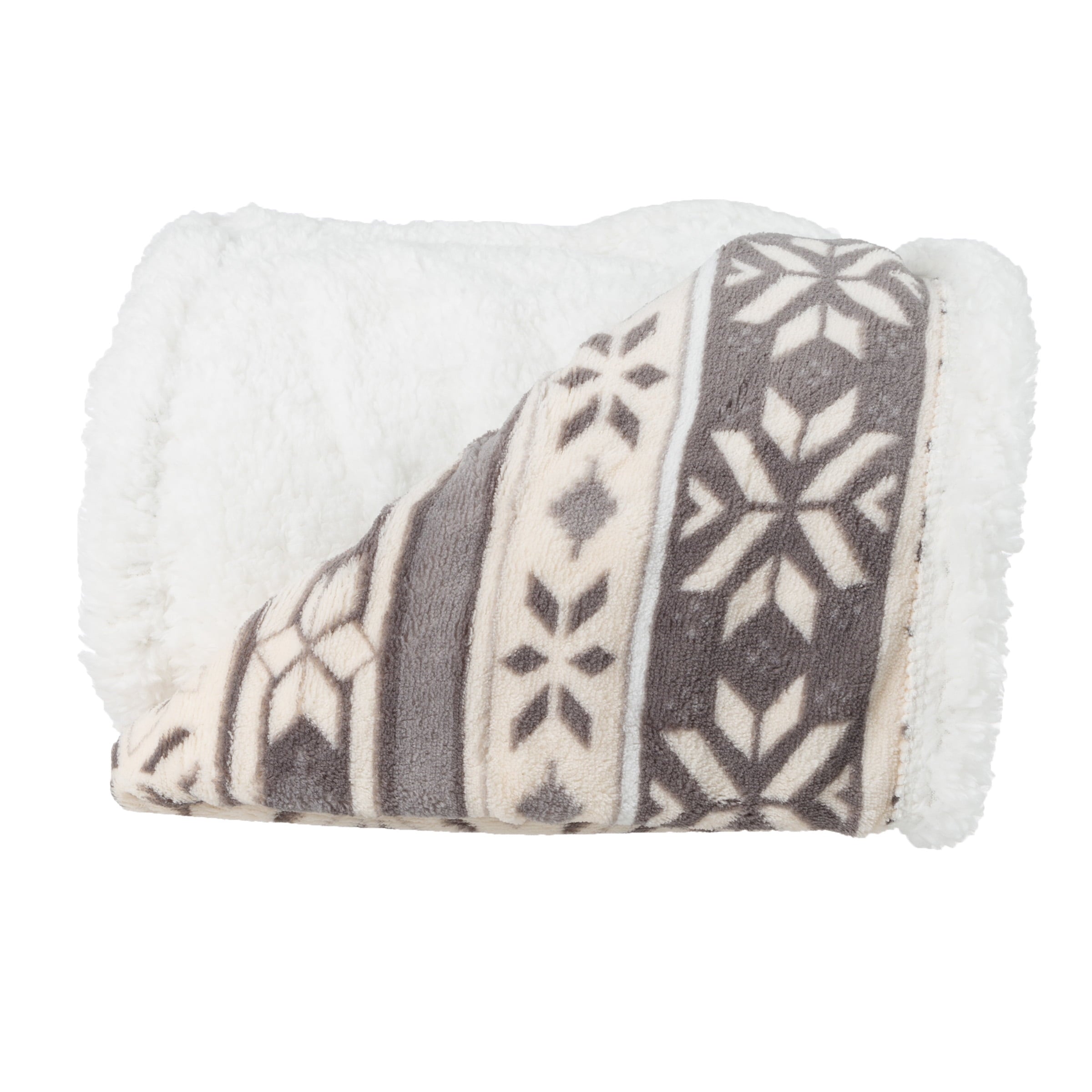 Lightweight Warm 50x60-Inch Machine Washable Fleece Blanket with Snowflakes - Cozy Fleece Throw Blanket for Couch & Bed Detail