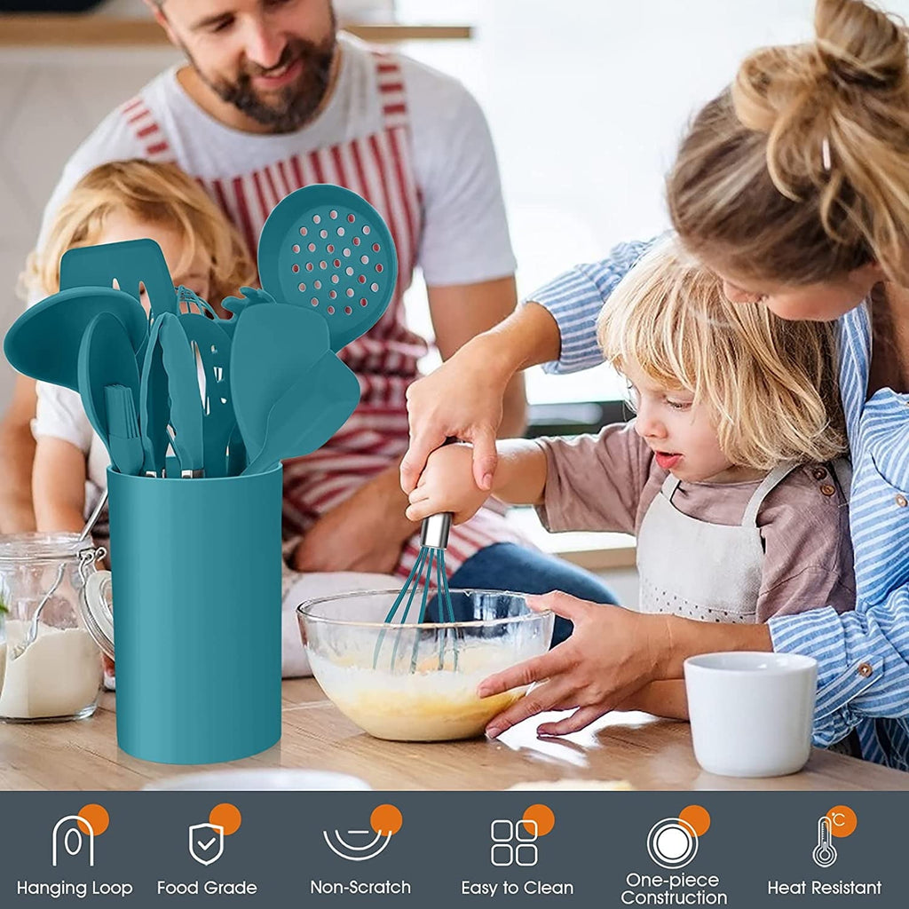 Ergonomic Cooking 15-Piece Kitchen Utensils Set, Silicone Cooking Utensils with Holder, Non-stick Cookware Friendly & Heat Resistant - ... - Heat-Resistant Silicone Cooking Spatula Turner Detail