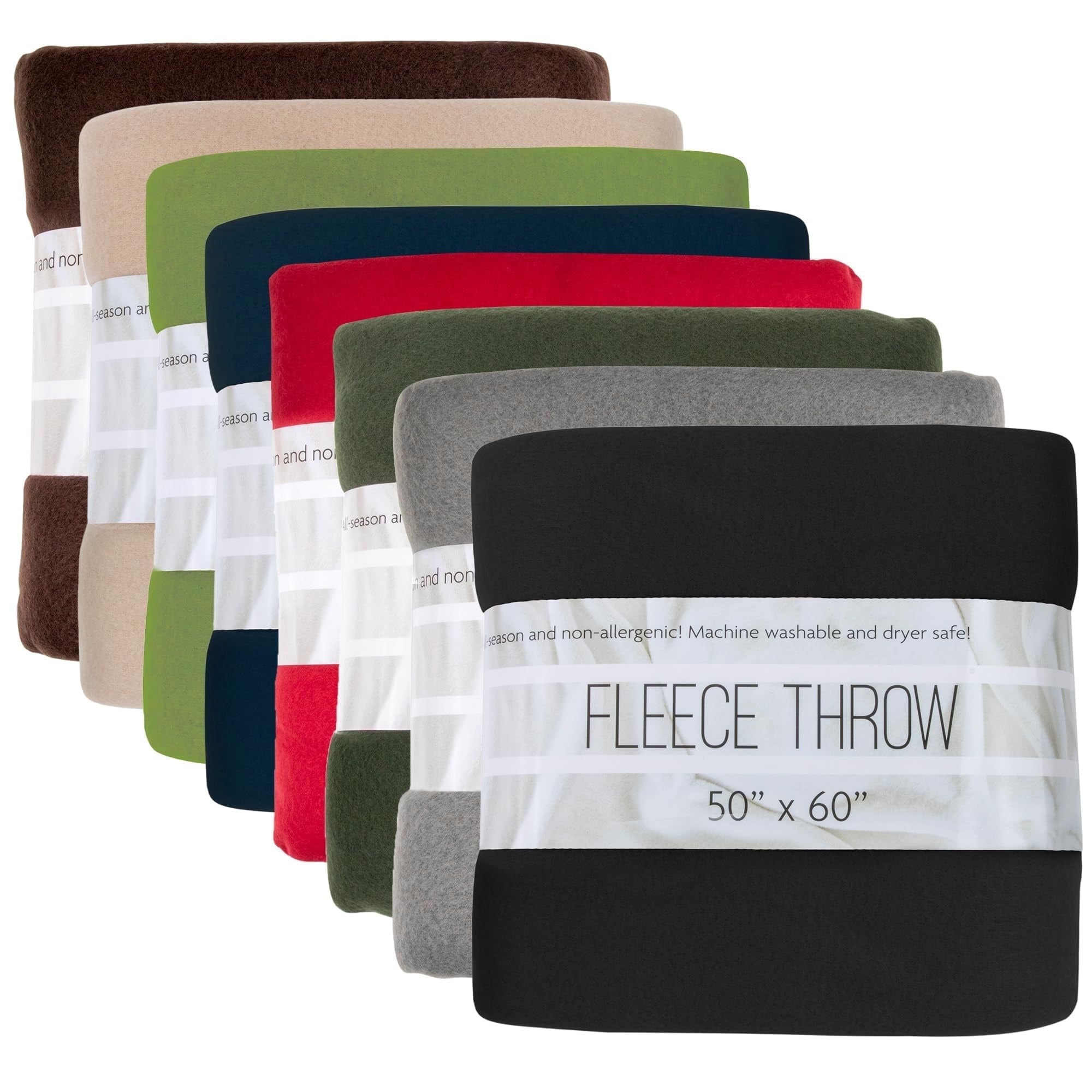 Reversible Sherpa 24 pack Trail maker 60”L x 50”W Solid Color Hypoallergenic Fleece Throw Blankets in Assorted Colors - Lightweight Plush Warm Blanket for All Seasons - Default Title