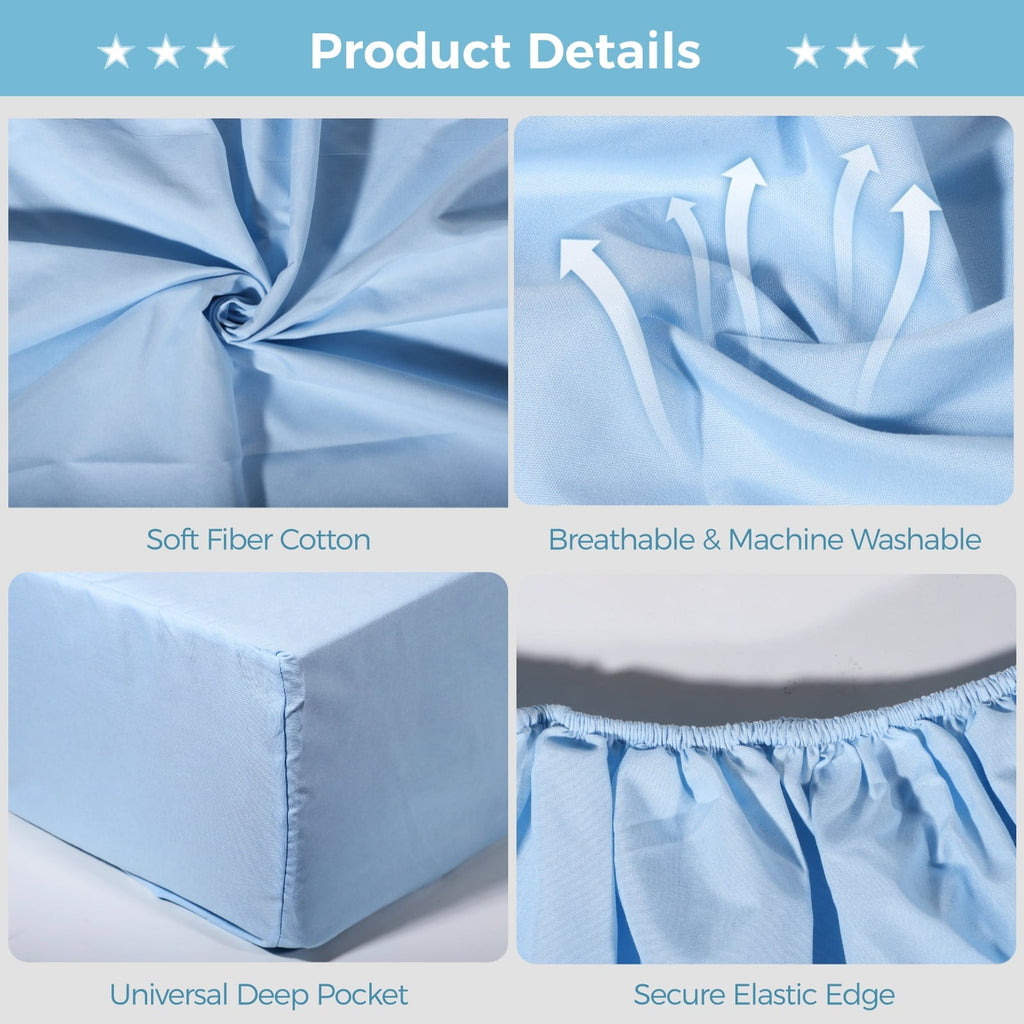 Cooling Sateen 6 Pcs Hospital Bed Sheets Set, Includes 2 Fitted Sheet 84x36x14", 2 Flat Sheets 104x59", 2 Pillowcases 19x29", Soft B... - Cooling Hotel Quality Bedding Sheets and Pillowcases Detail