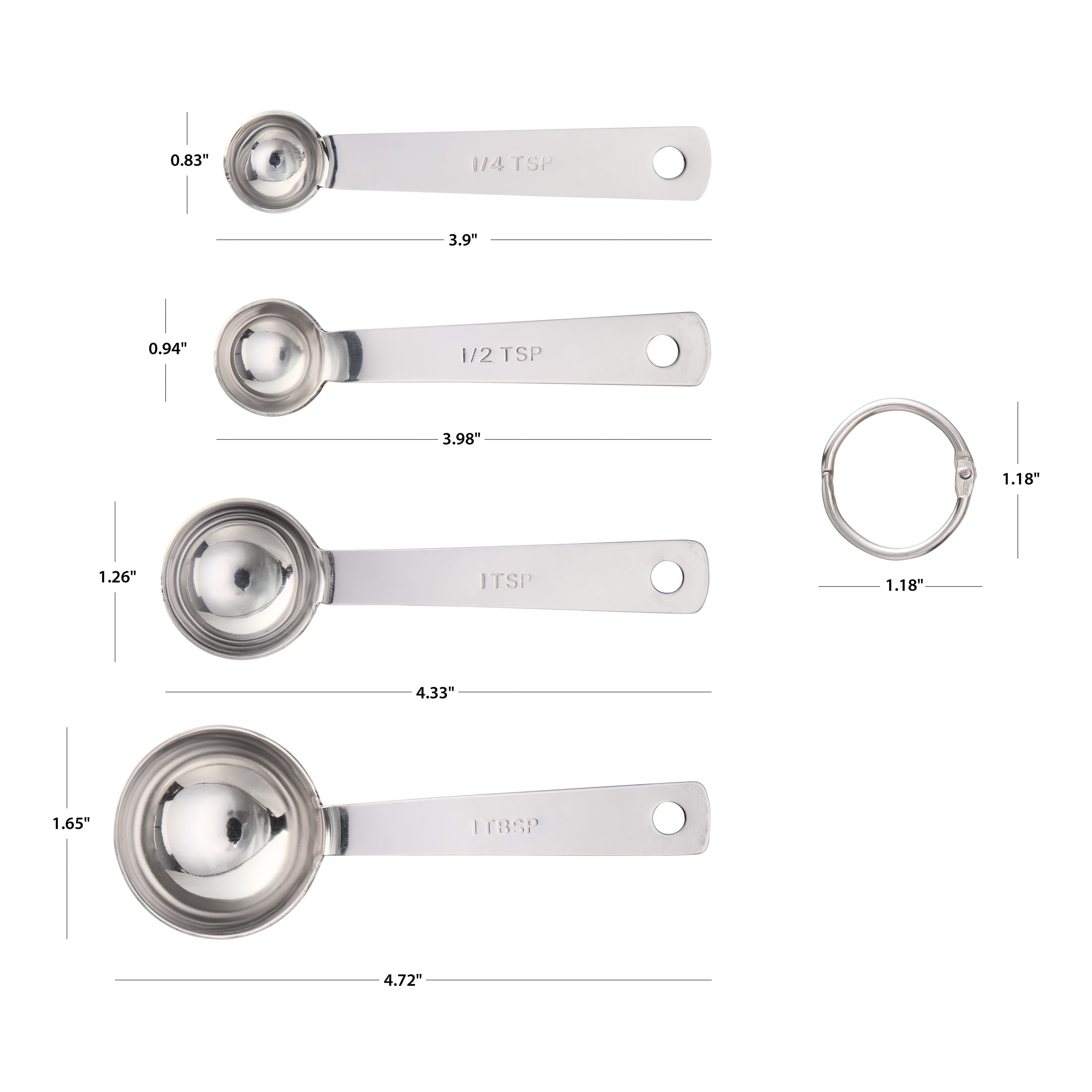 Innovative Kitchen Stainless Steel 4-Piece Nesting Measuring Spoons Set, Stainless Steel Finish - Kitchen Gadget Tool for Quick Food Prep Detail