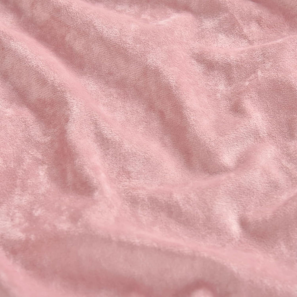 Cooling Sateen Truly Velvet Fitted Sheet Twin Size, Luxury Super Soft Flannel Bottom Sheet with 15" Deep Pocket for Winter, Pink - Premium Ultra-Soft Pillowcase Pair for Sleeping Detail