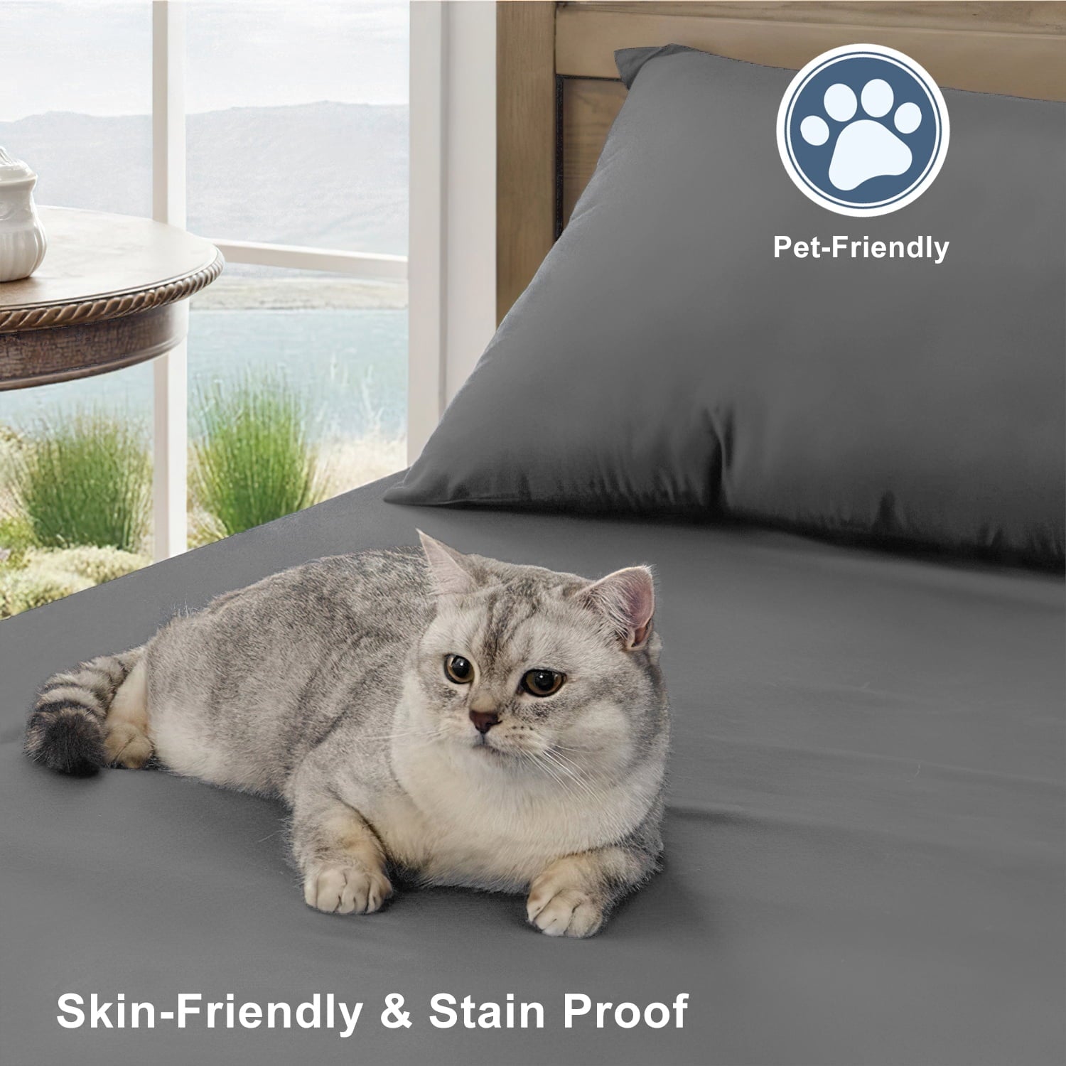 Wrinkle-Resistant Size, Microfiber Cooling , Breathable & Hypoallergenic 4 Pieces Luxury Soft Sheet Set, Mattress Fitted up... - Premium Ultra-Soft Pillowcase Pair for Sleeping Detail