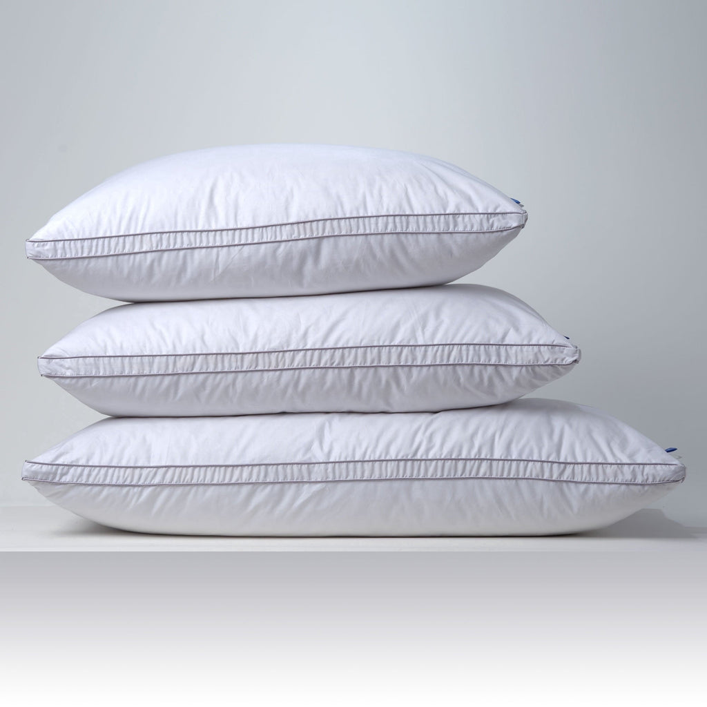Ergonomic Memory Foam Linen Premium Goose Down Feather Pillow for Bed, Soft & Supportive, Standard Size, White - Orthopedic Shredded Foam Bed Pillow Set Detail